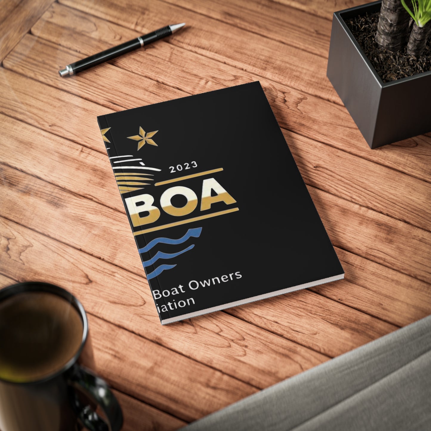 A5 Notebook — DMV Boat Owners Association 2023 Gold & Navy Softcover