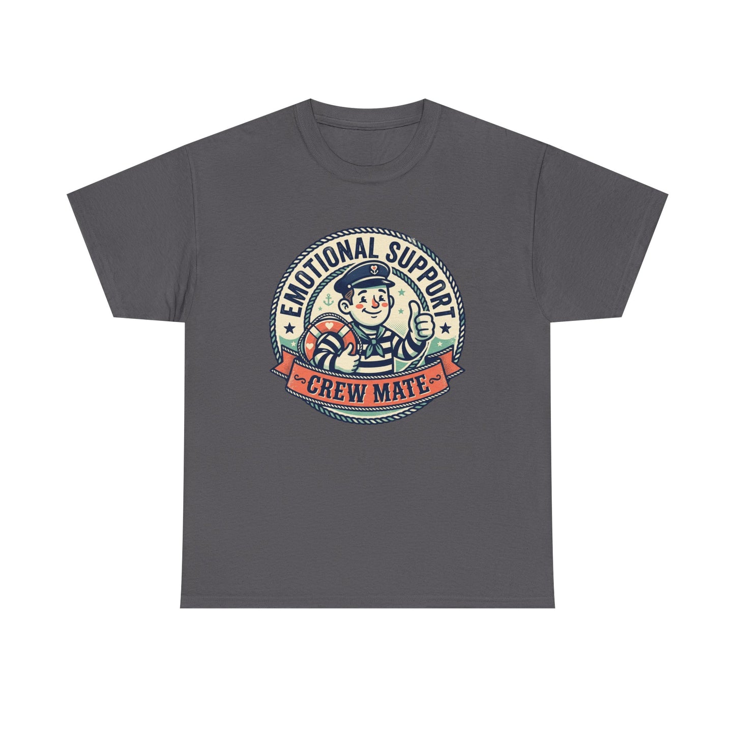 Emotional Support Crew Mate T‑Shirt — Retro Nautical Crewmate Tee Printify