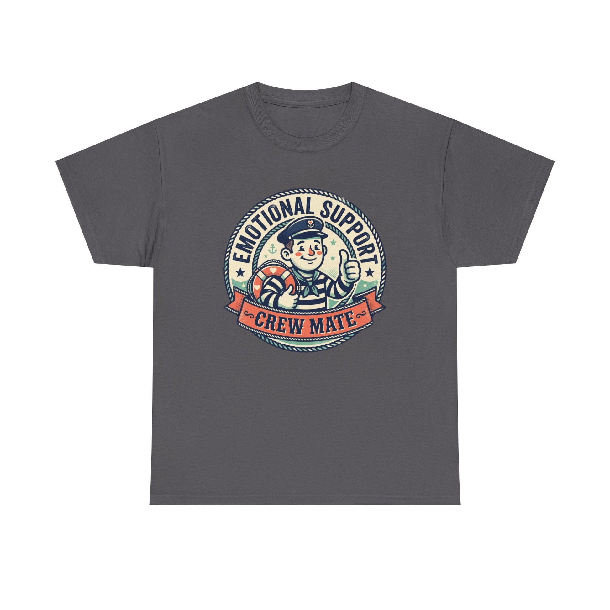 Emotional Support Crew Mate T‑Shirt — Retro Nautical Crewmate Tee Printify