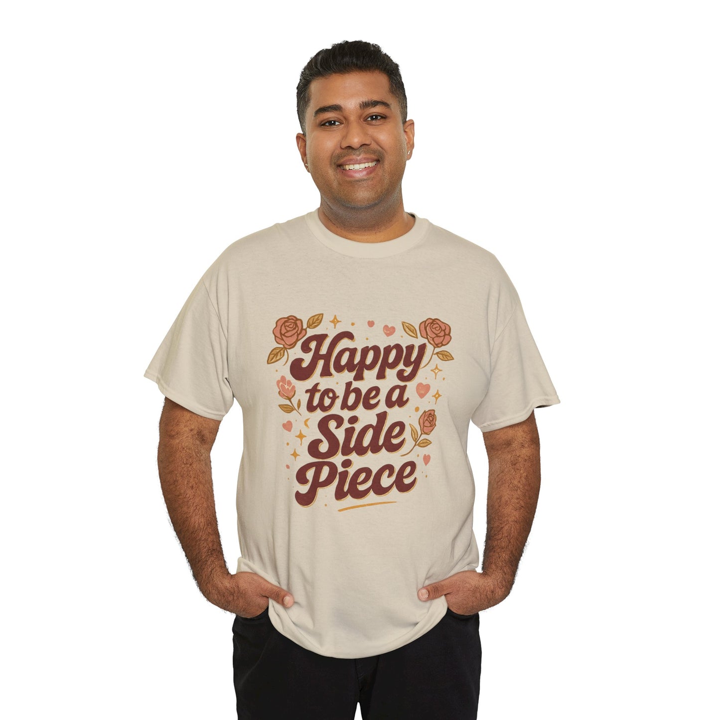 Happy to Be a Side Piece Tee — Retro Floral Statement T-Shirt