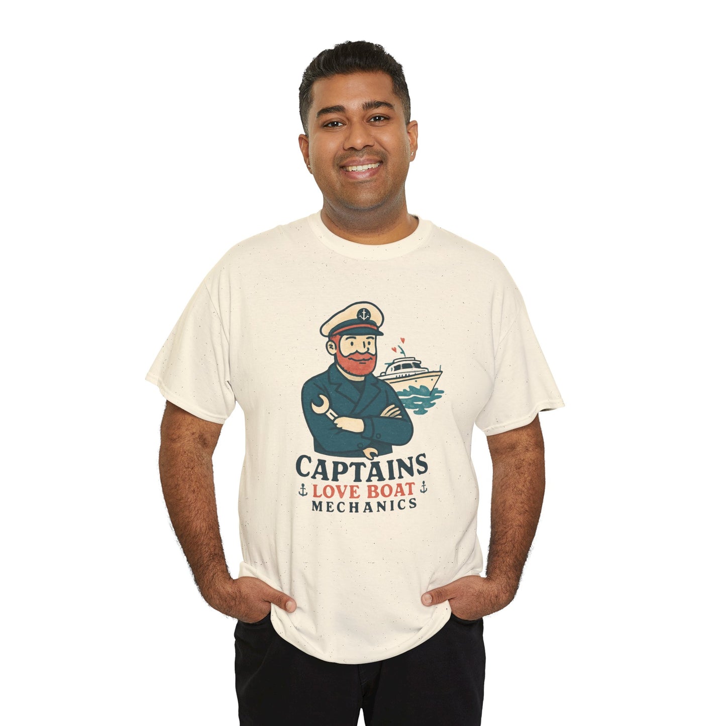 Captain Mechanics T‑Shirt — "Captains Love Boat Mechanics" Nautical Crew Tee