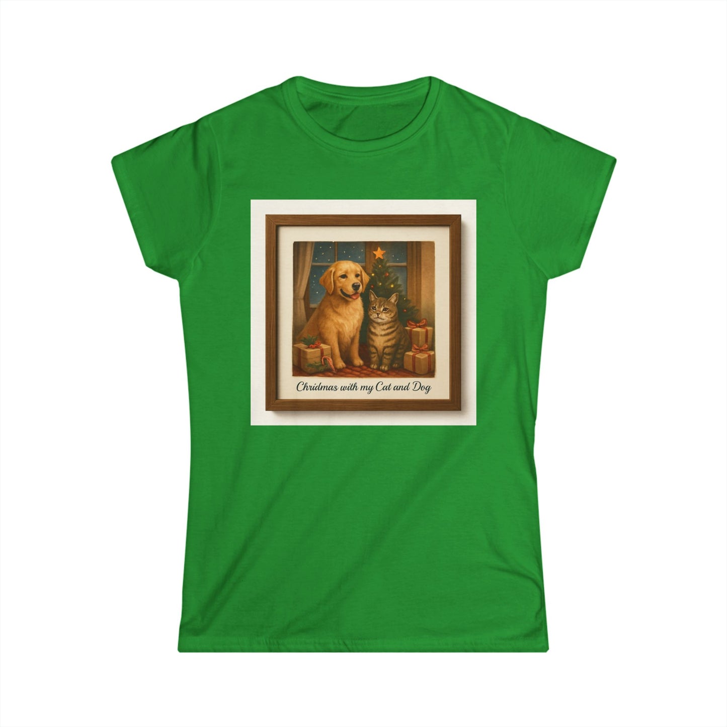 Christmas With My Cat and Dog Tee — Women's Holiday Dog & Cat T-Shirt