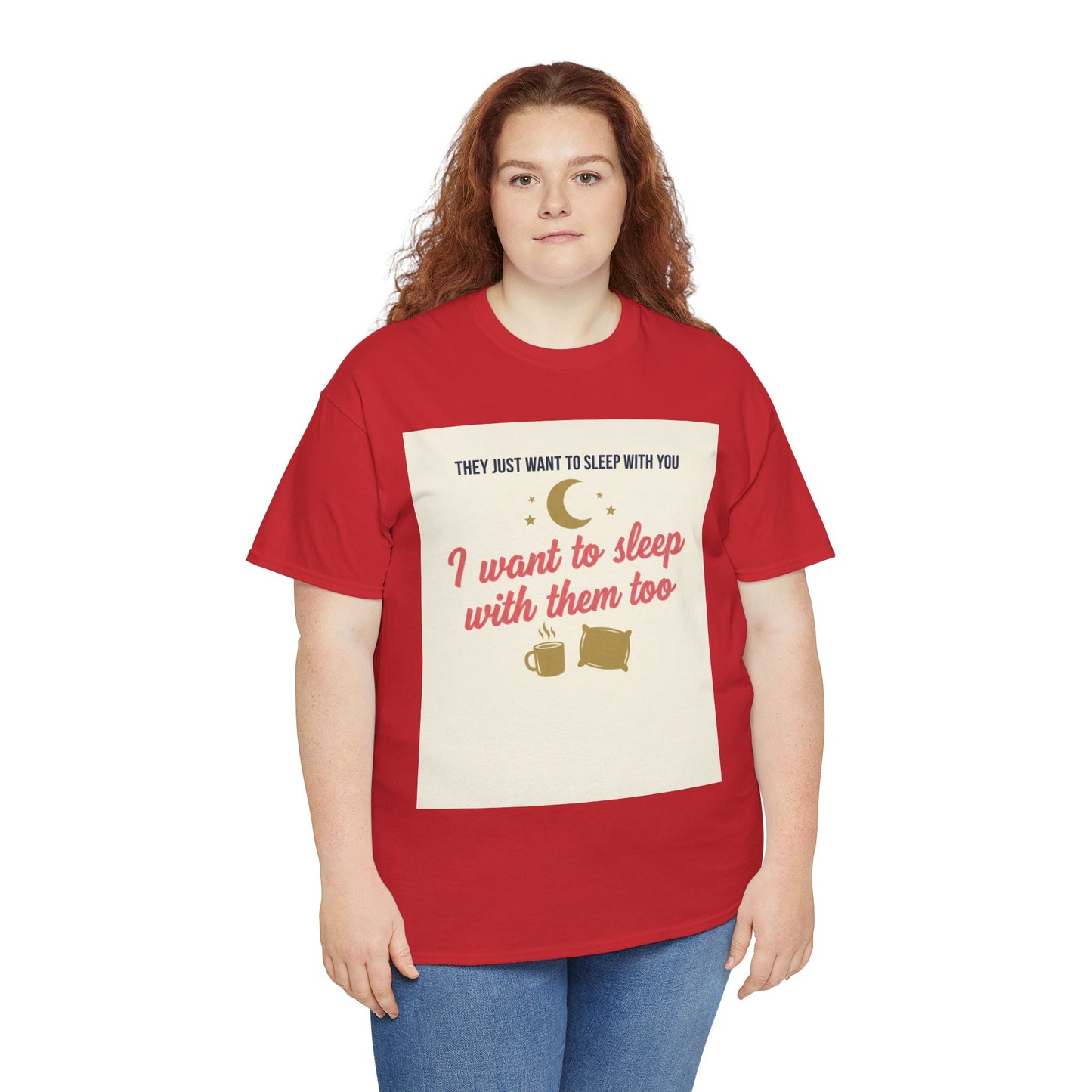 Sleepy Cats T-Shirt — "I Want to Sleep with Them Too" Cute Nighttime Pet Tee