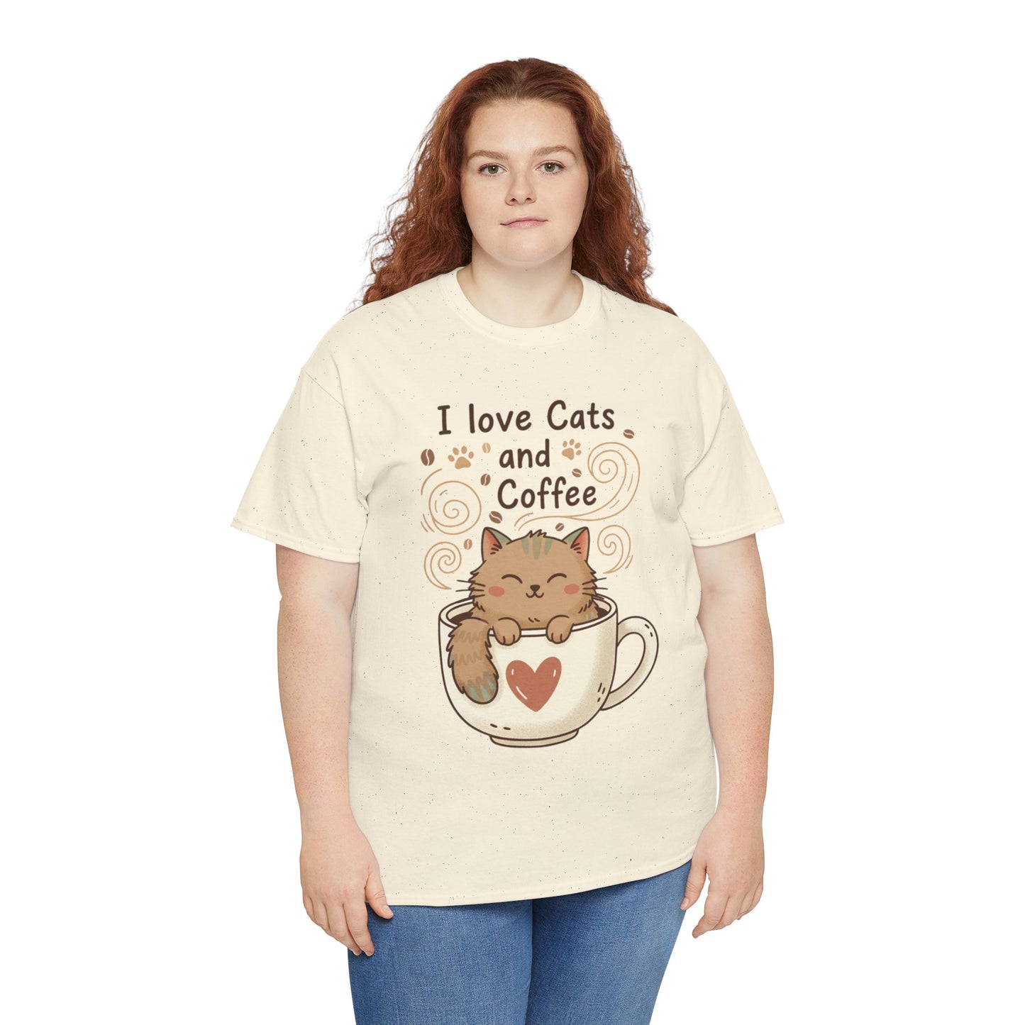 Cat and Coffee T‑Shirt — "I Love Cats and Coffee" Cute Cat in Mug Tee