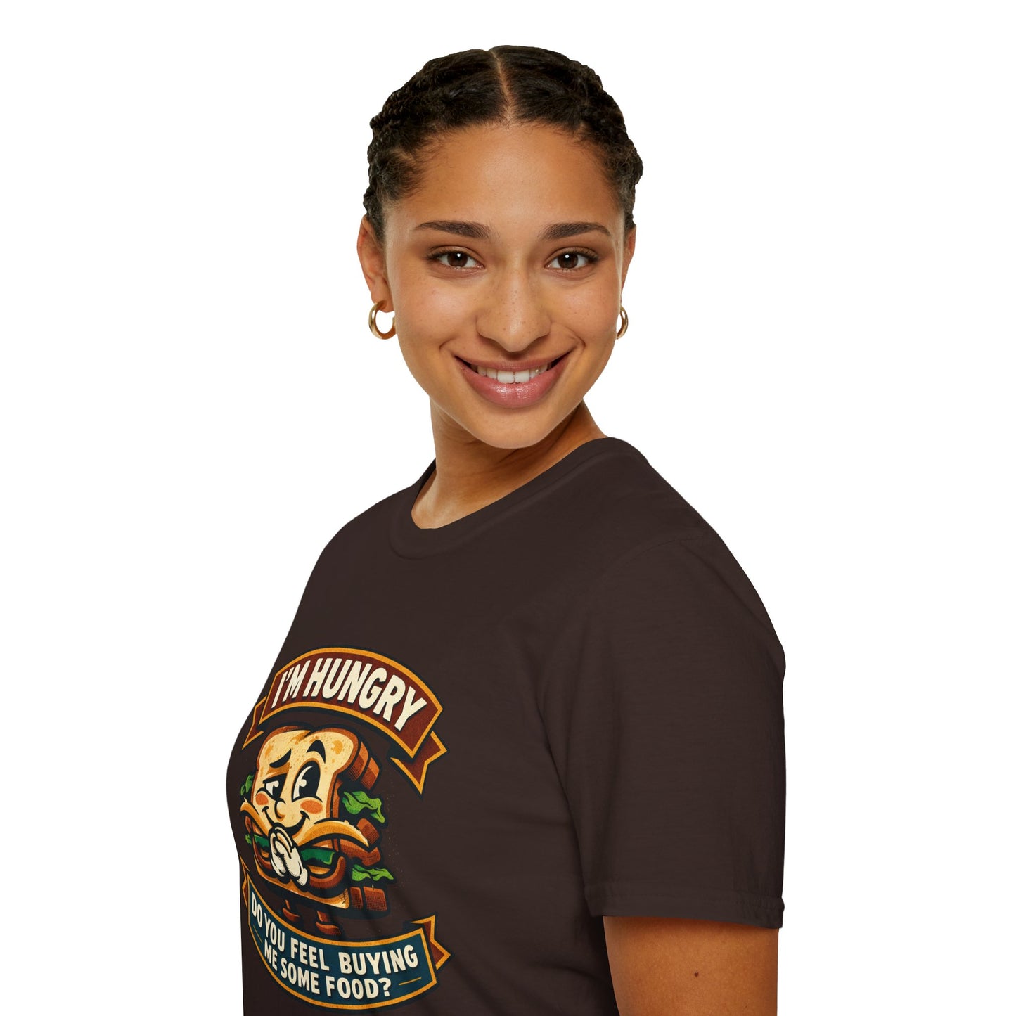 I'm Hungry Burger Graphic T-Shirt — "Do You Feel Buying Me Some Food?" Funny Foodie Tee