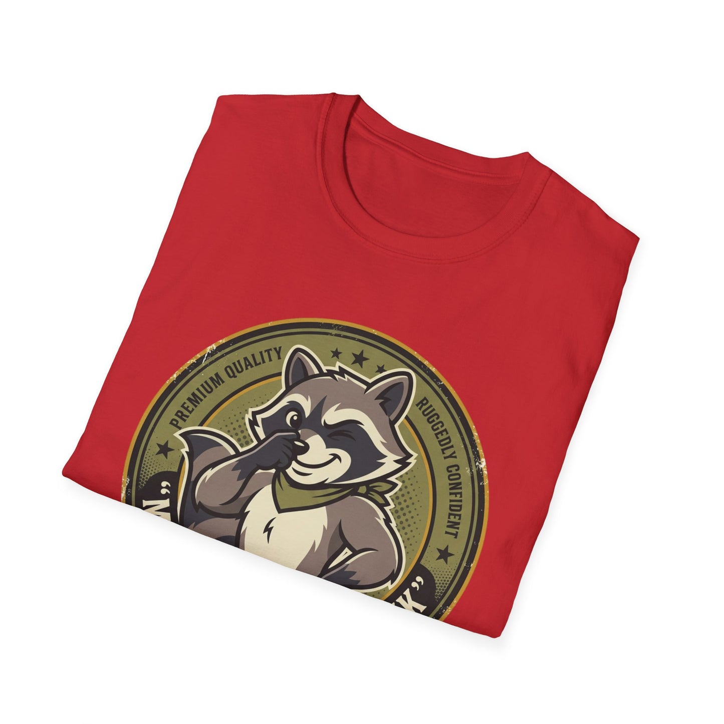 Raccoon Badge T-Shirt — "My Shit Doesn't Stink" Funny Graphic Tee Printify