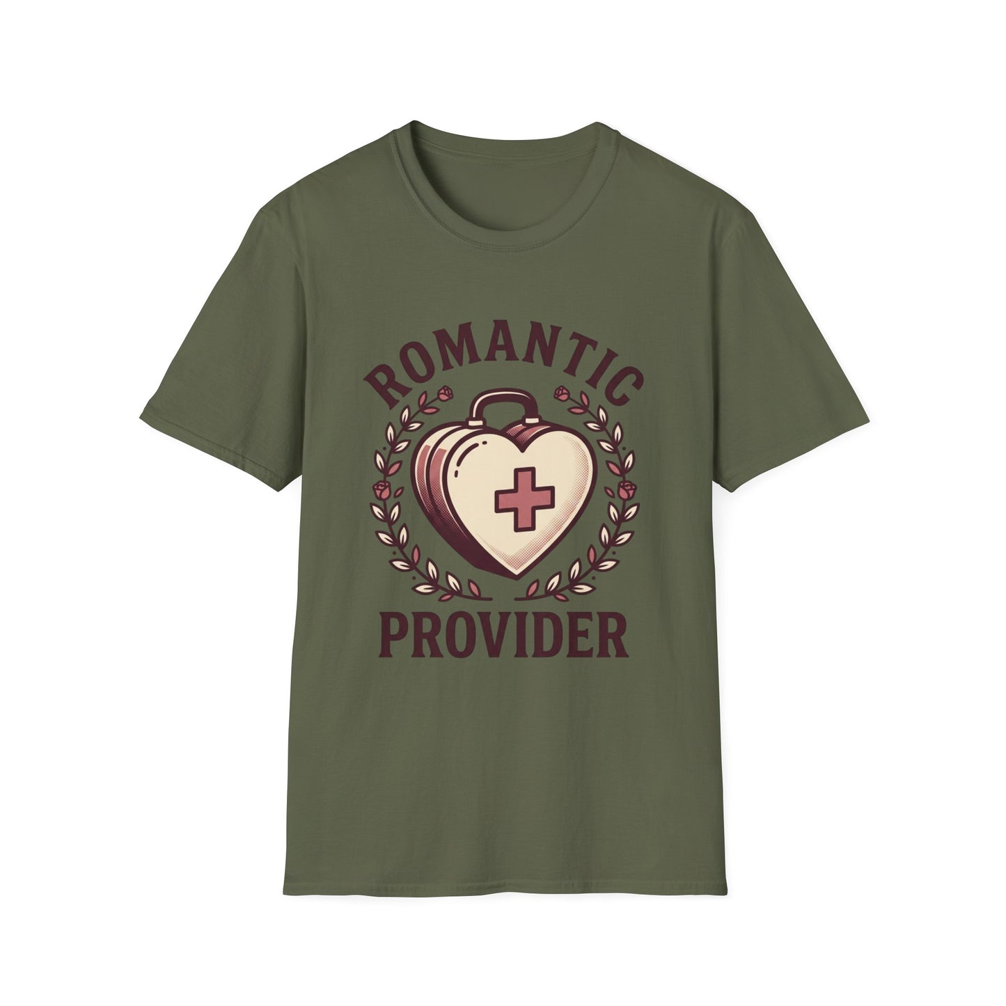 Romantic Provider T-Shirt — Heart Medical Badge Vintage Nurse Love Tee