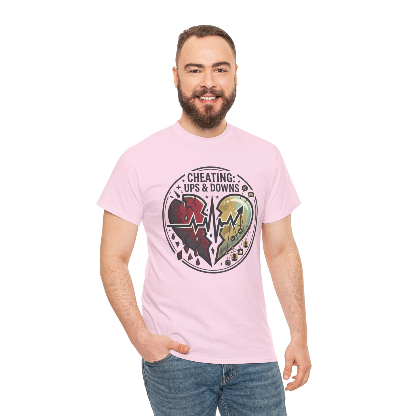 Cheating: Ups & Downs Broken Heart Graphic Tee Printify
