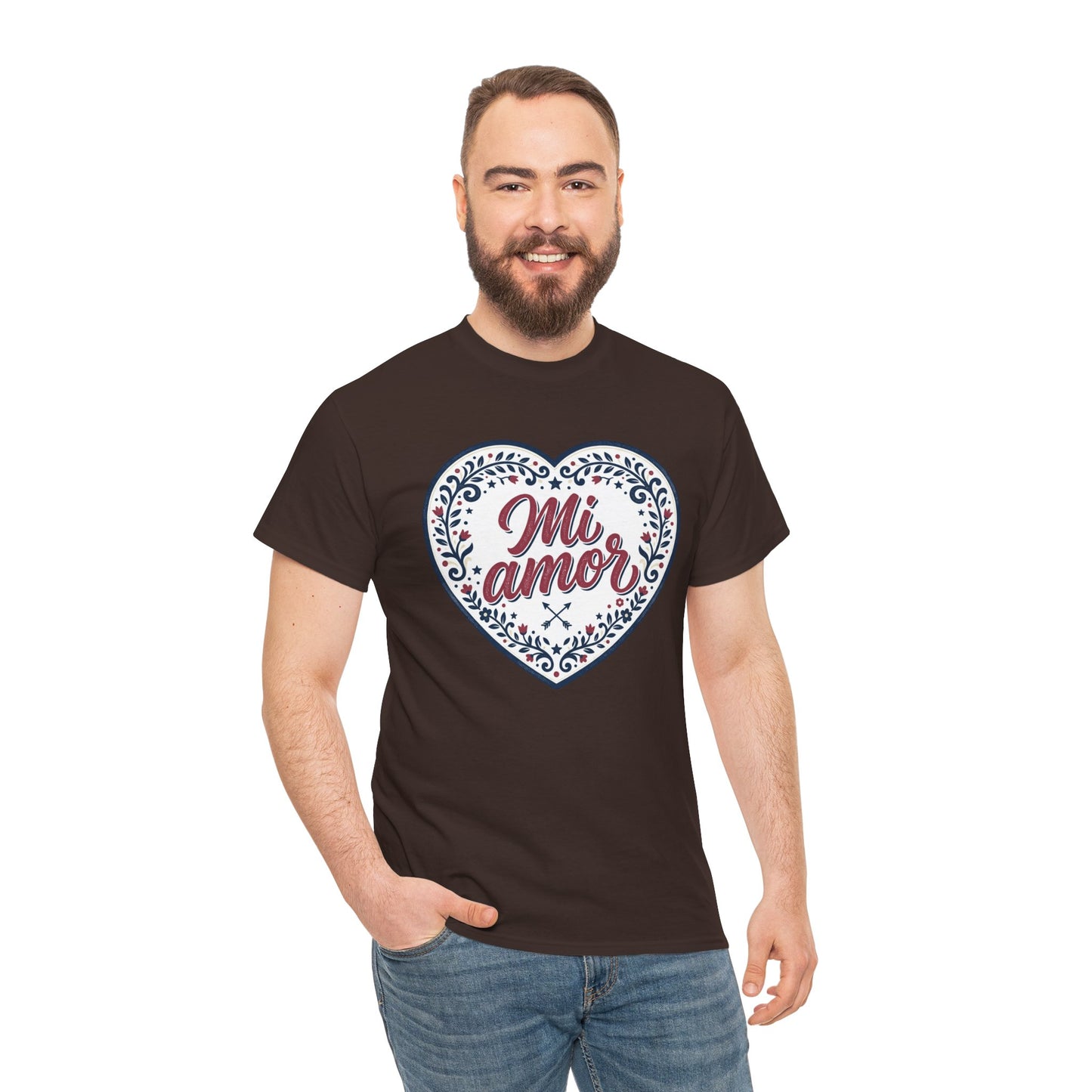 Mi Amor Heart T-Shirt — Romantic Floral Graphic Tee for Valentine’s Day