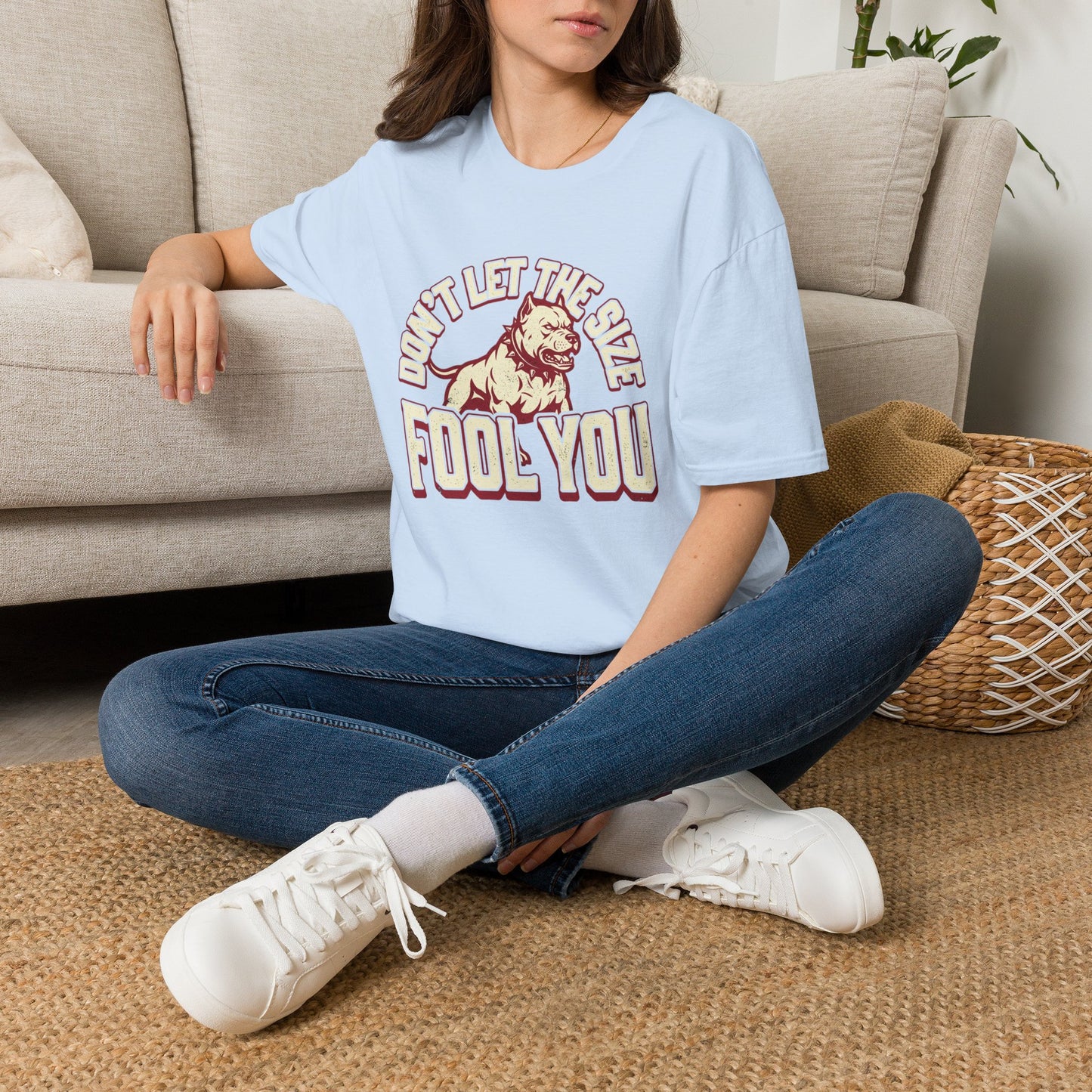 "Don’t Let The Size Fool You" Vintage Dog Tee-Pitbull Graphic T-Shirt