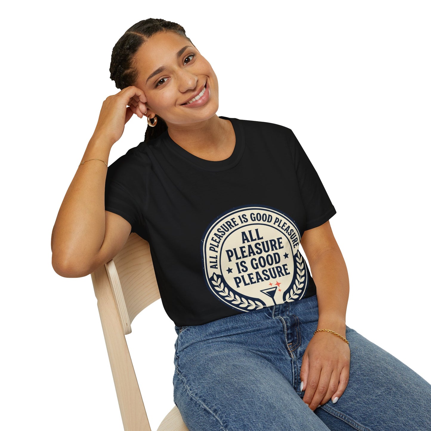 "All Pleasure Is Good Pleasure" Vintage Badge Tee