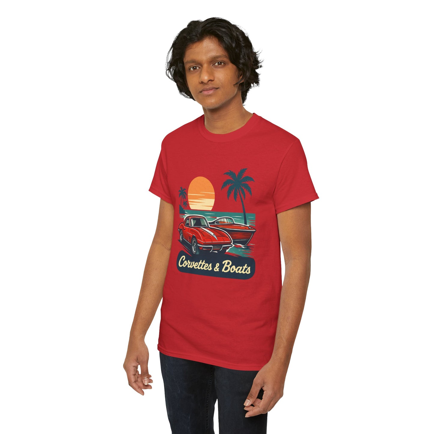 Corvettes & Boats Retro Sunset T‑Shirt