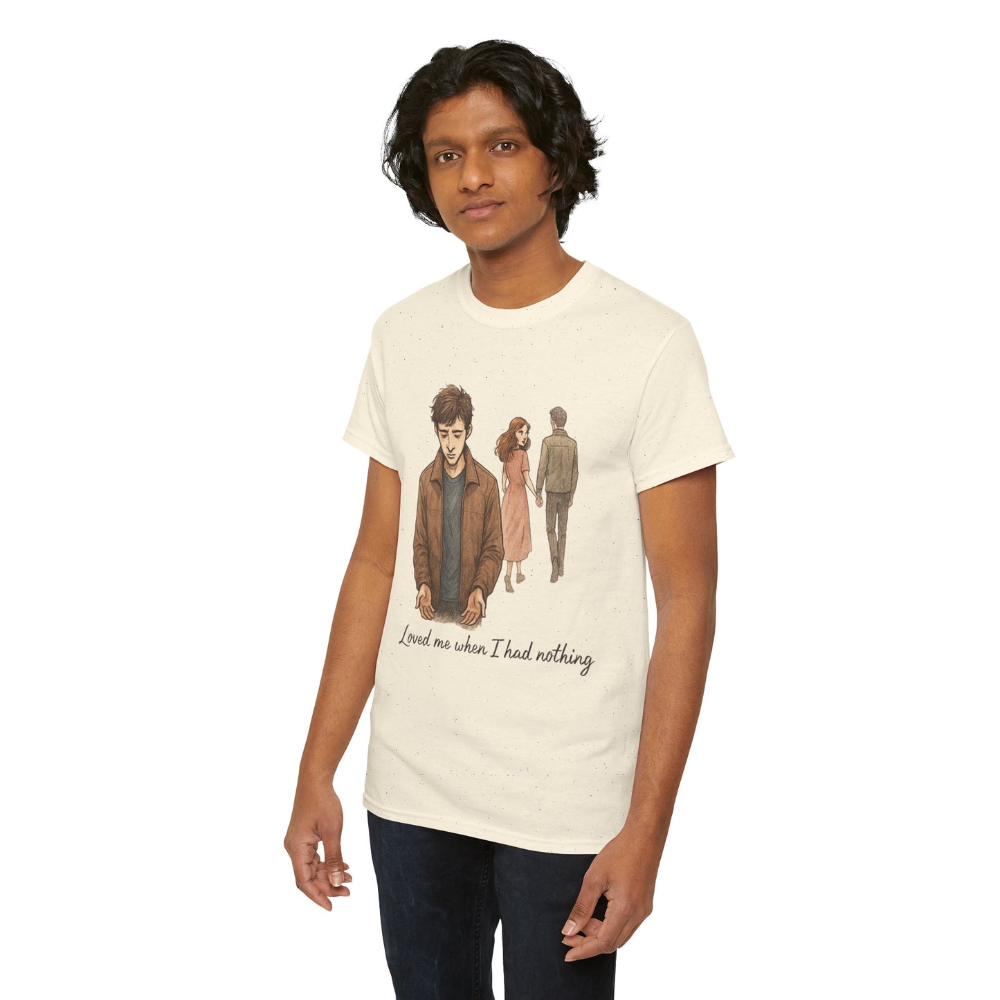 T-Shirt — 'Loved Me When I Had Nothing' Vintage Couple Illustration Tee
