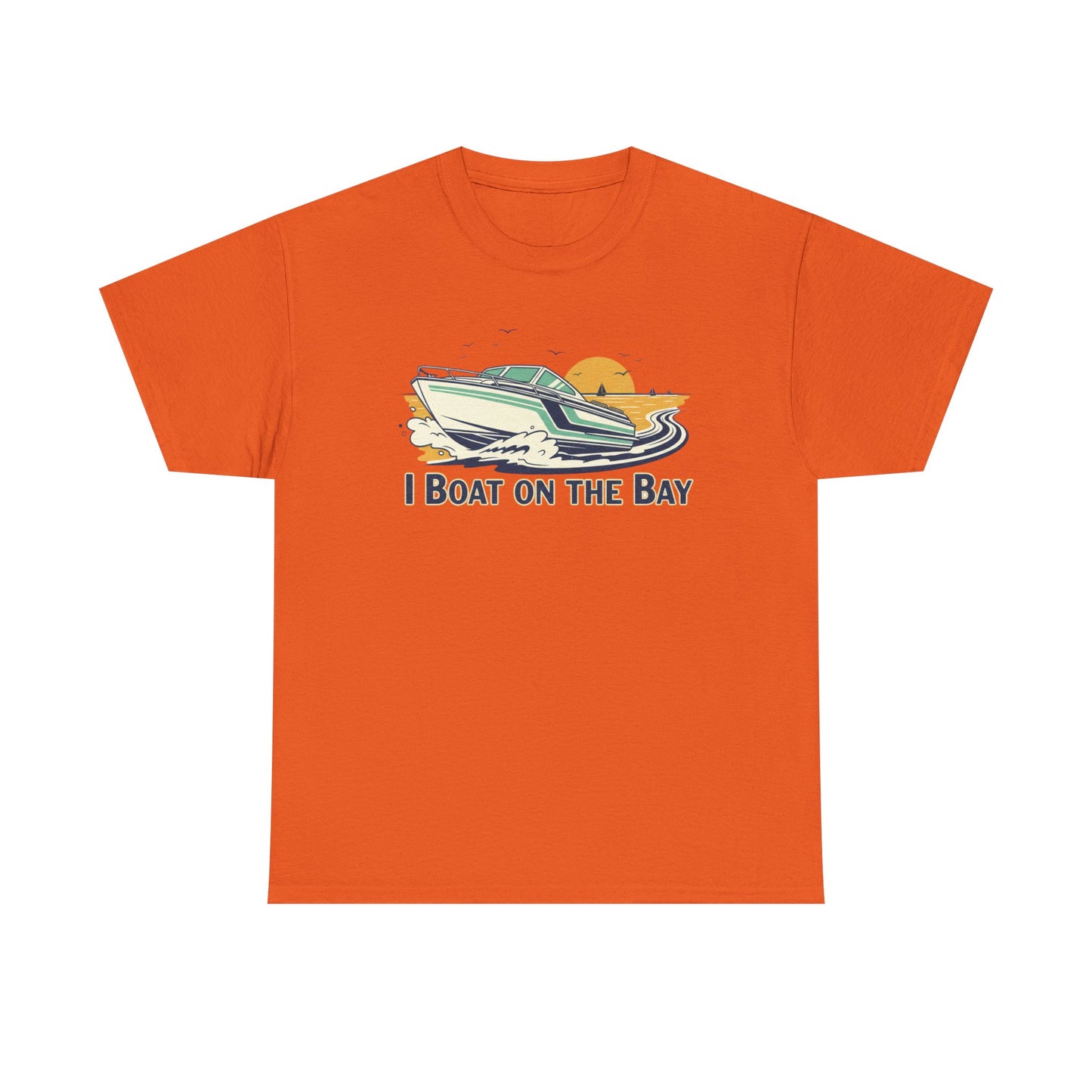 Boat on the Bay T-Shirt — Retro Motorboat Sunset Tee Printify