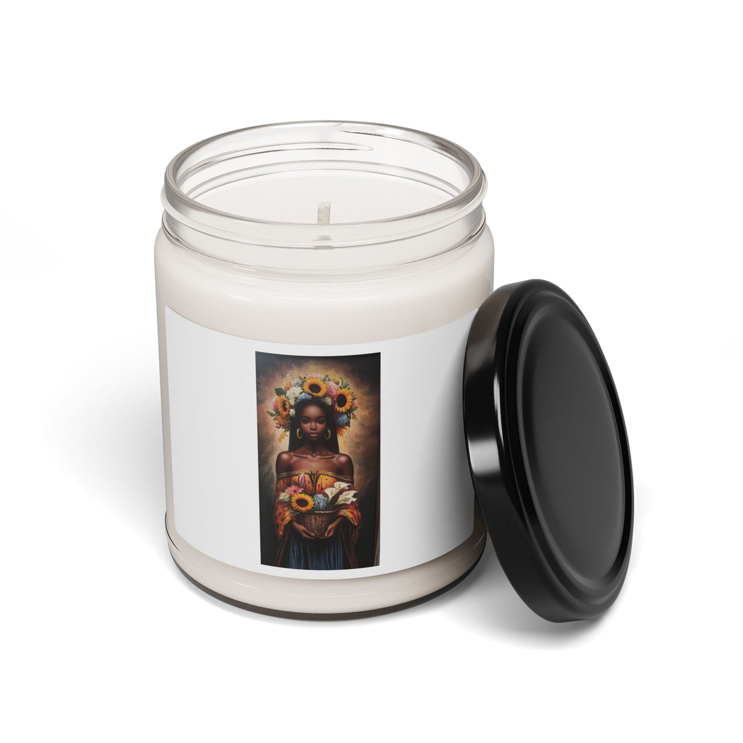 Soy Candle — Black Madonna with Sunflowers Scented Jar (9 oz)
