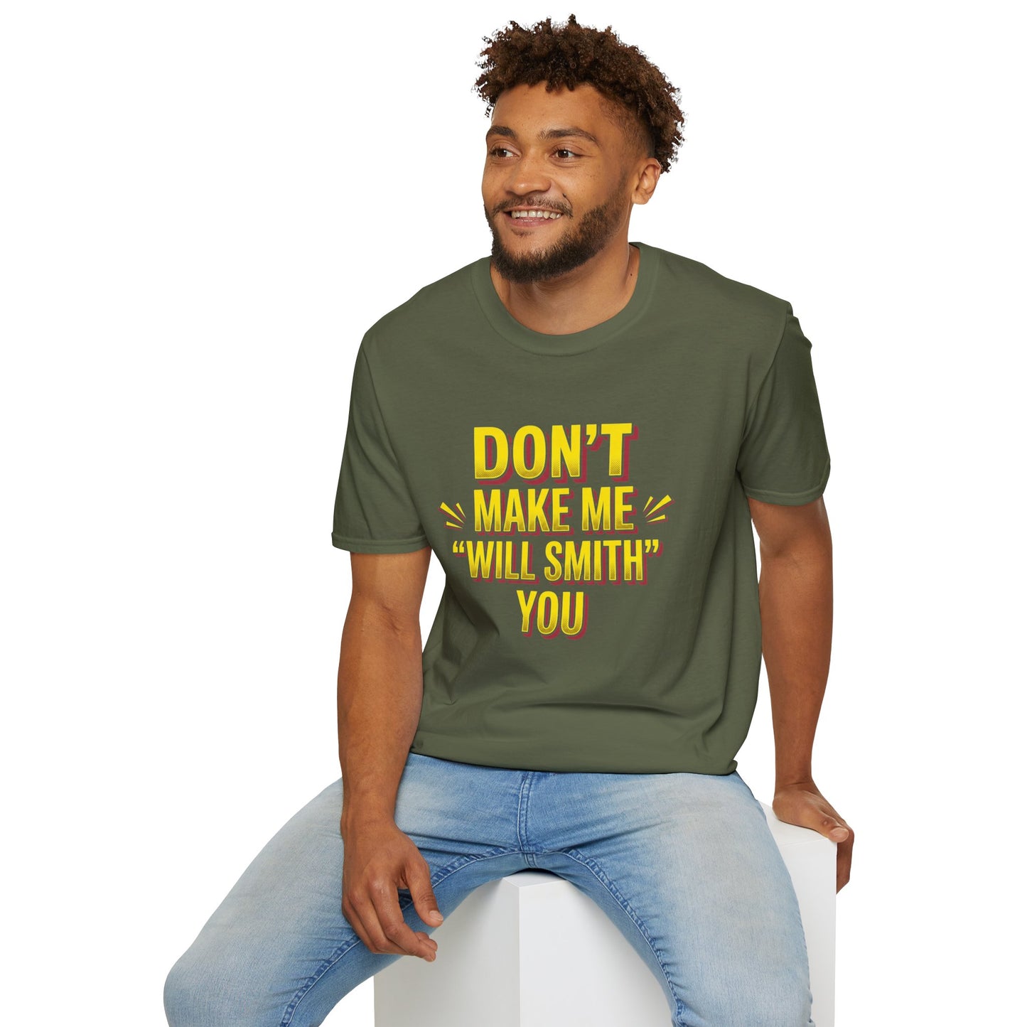 Don't Make Me "Will Smith" T-Shirt — Bold Yellow Graphic Tee