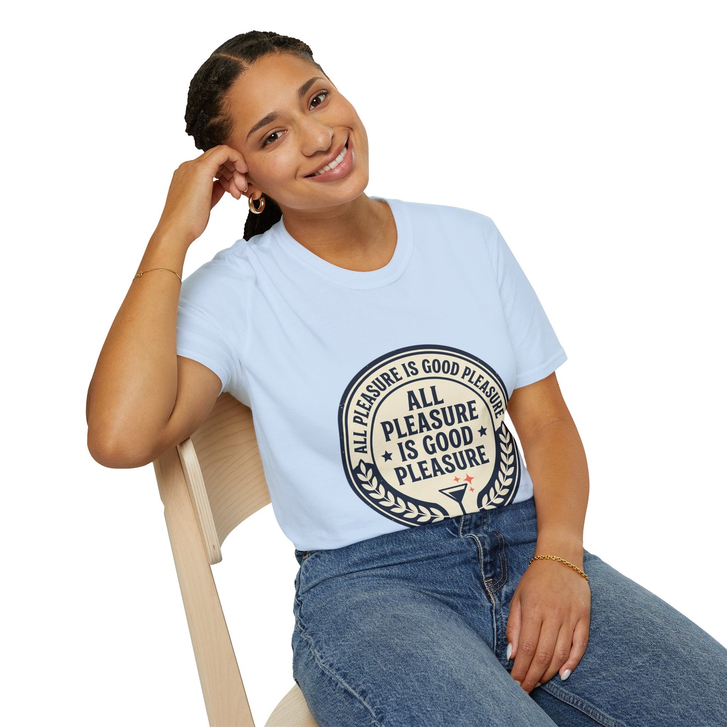 "All Pleasure Is Good Pleasure" Vintage Badge Tee