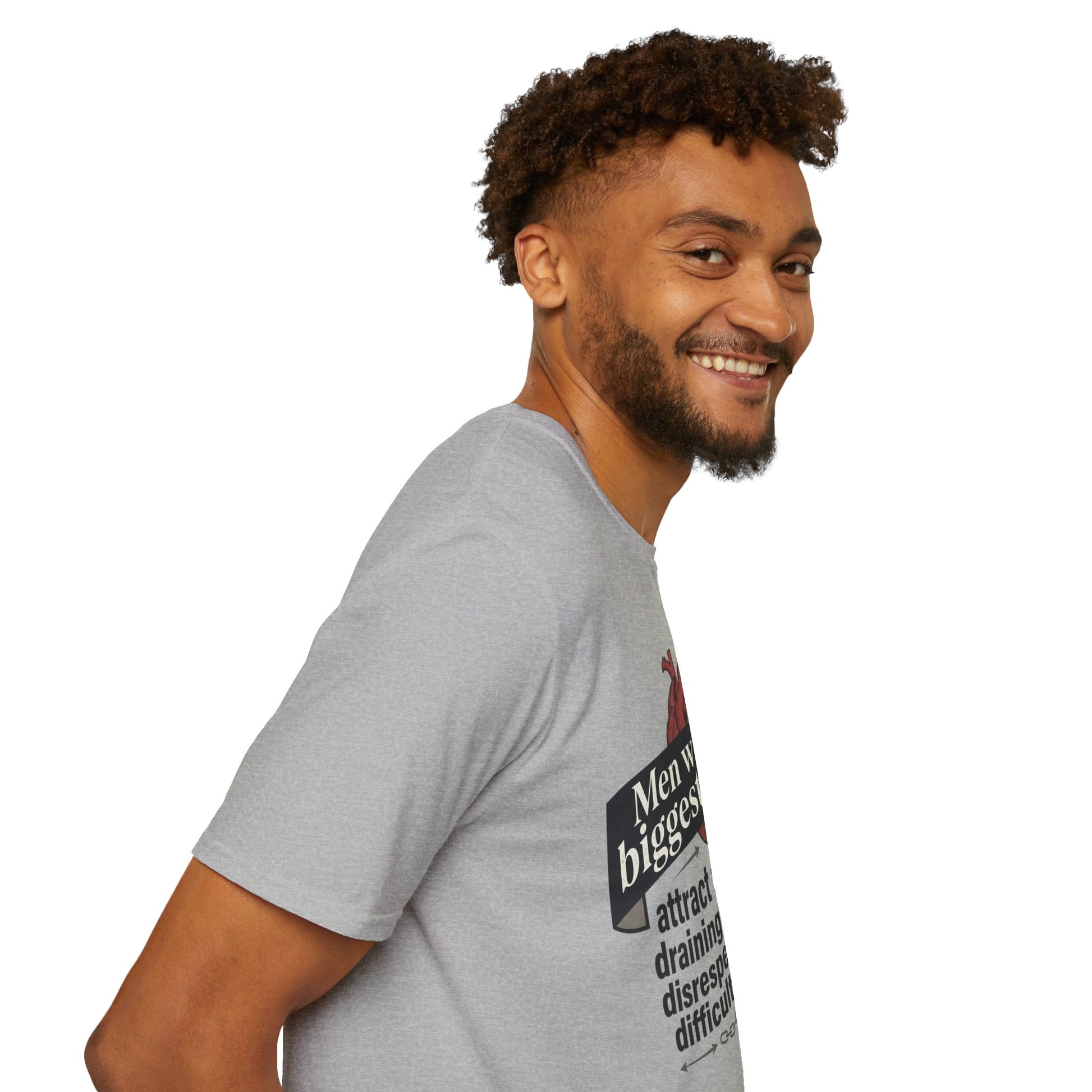 "Men with the Biggest Hearts" Funny Sarcastic Graphic Tee Printify
