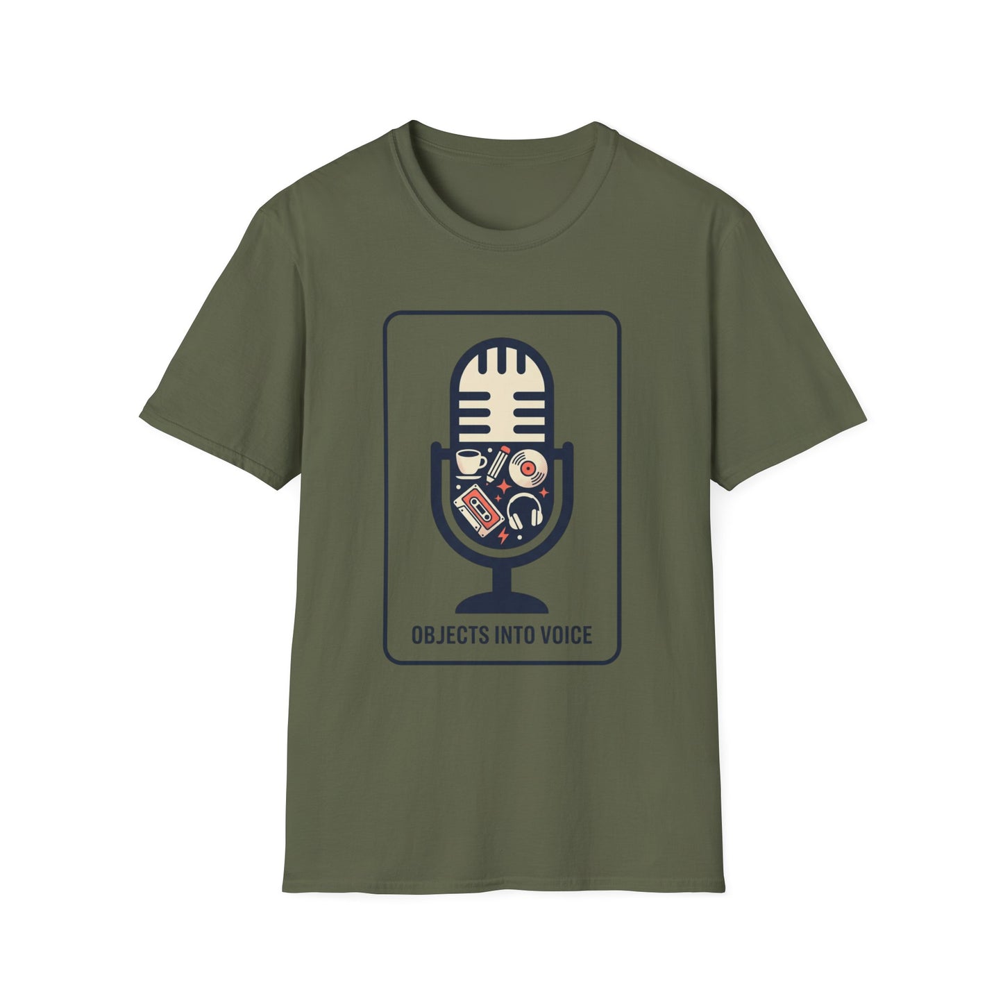 Microphone Graphic T-Shirt — “Objects Into Voice” Podcast Tee
