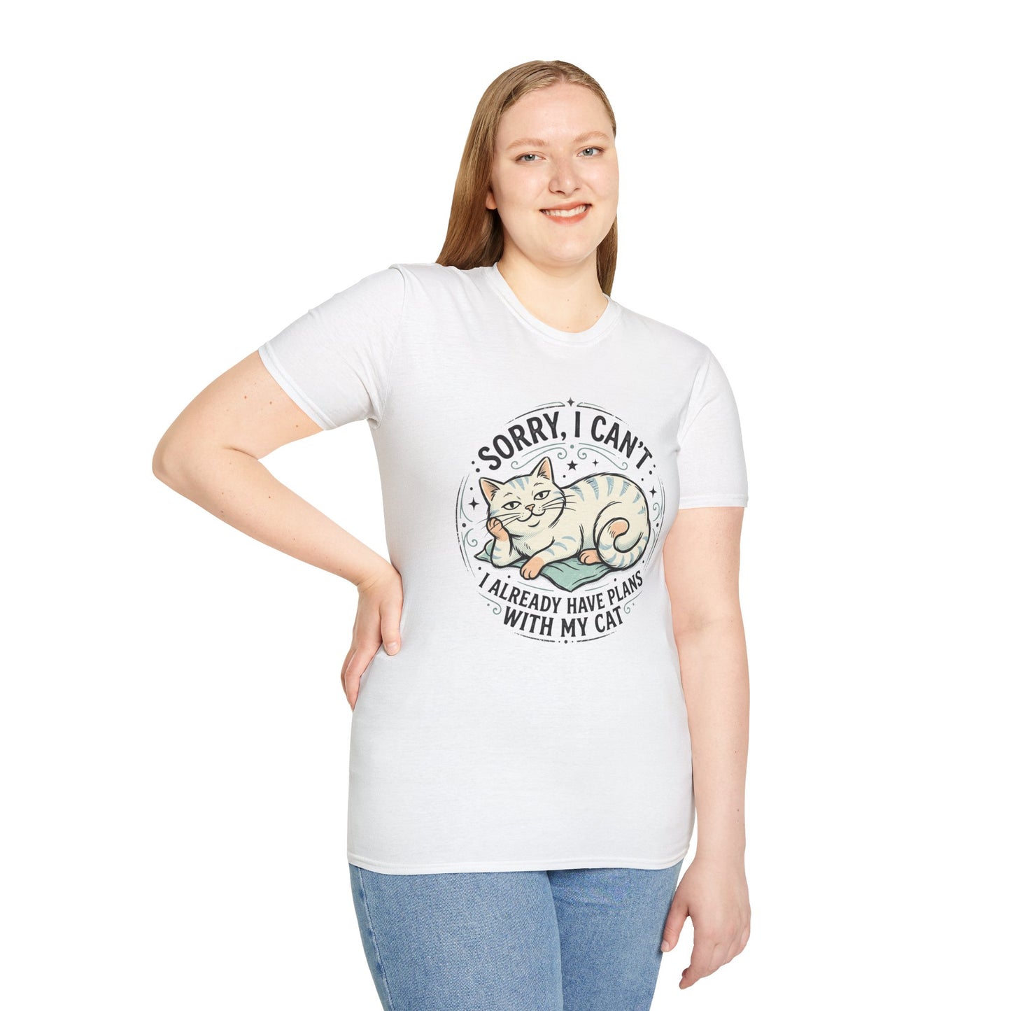 "Sorry, I Can’t — I Already Have Plans With My Cat" Cute Cat Graphic Tee