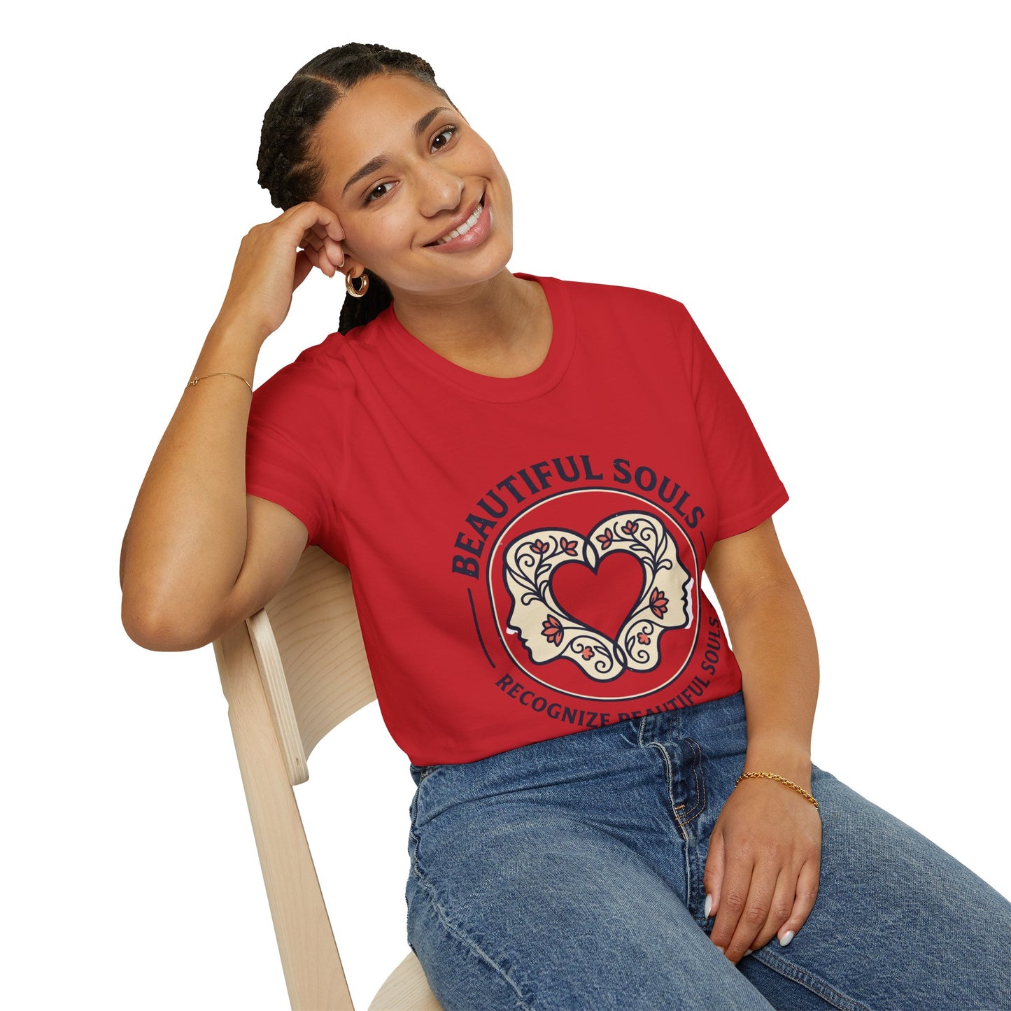 Beautiful Souls Graphic T-Shirt — "Beautiful Souls" Heart Floral Tee