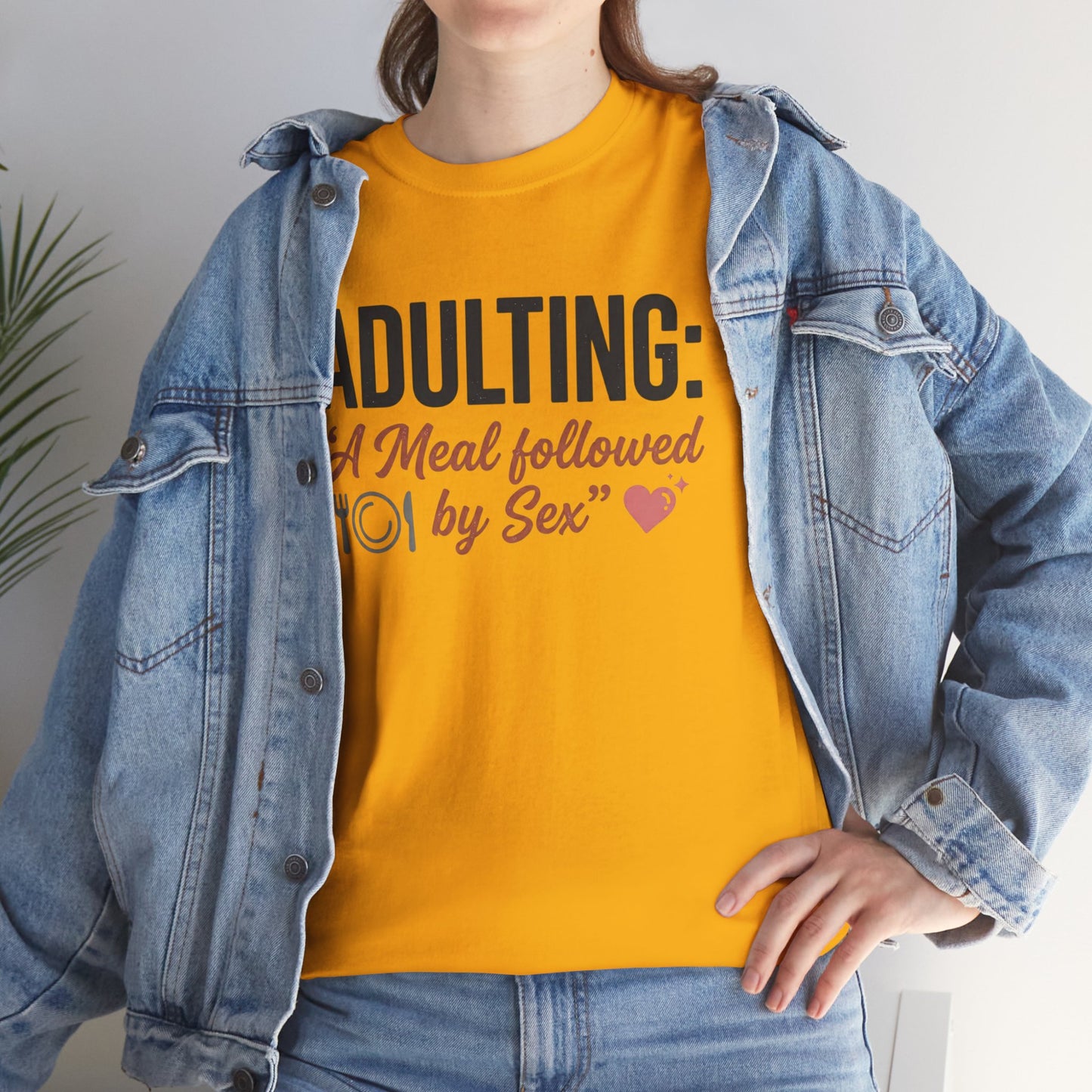 Adulting T‑Shirt – "Adulting: A Meal Followed by Sex" Funny Graphic Tee Printify