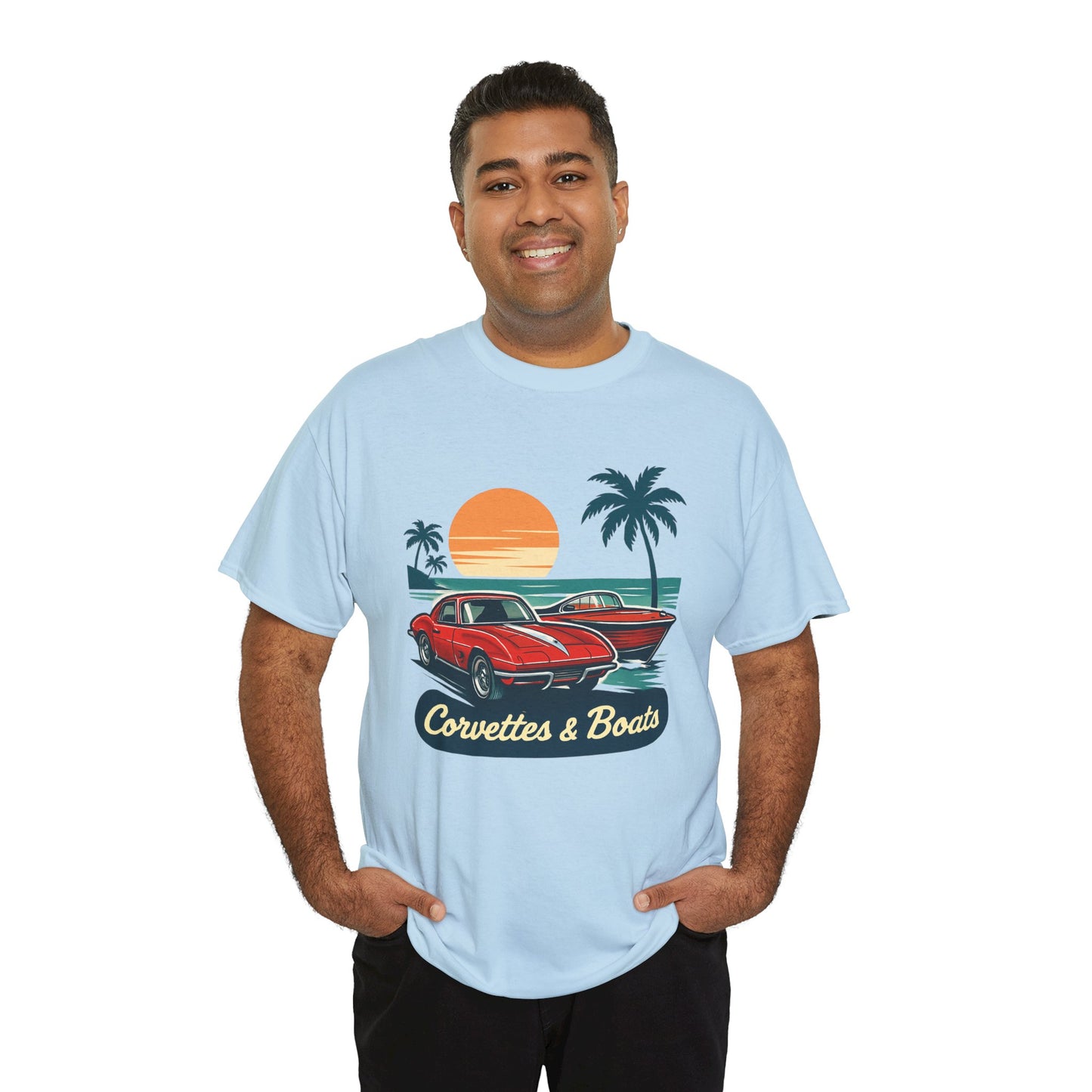 Corvettes & Boats Retro Sunset T‑Shirt