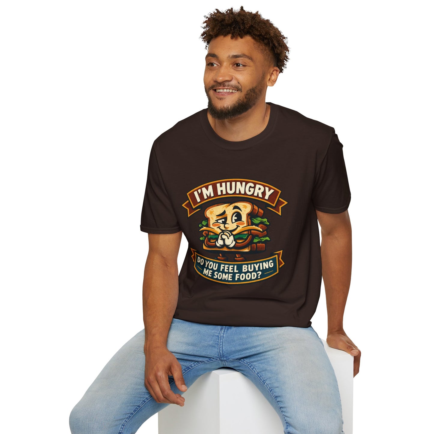 I'm Hungry Burger Graphic T-Shirt — "Do You Feel Buying Me Some Food?" Funny Foodie Tee
