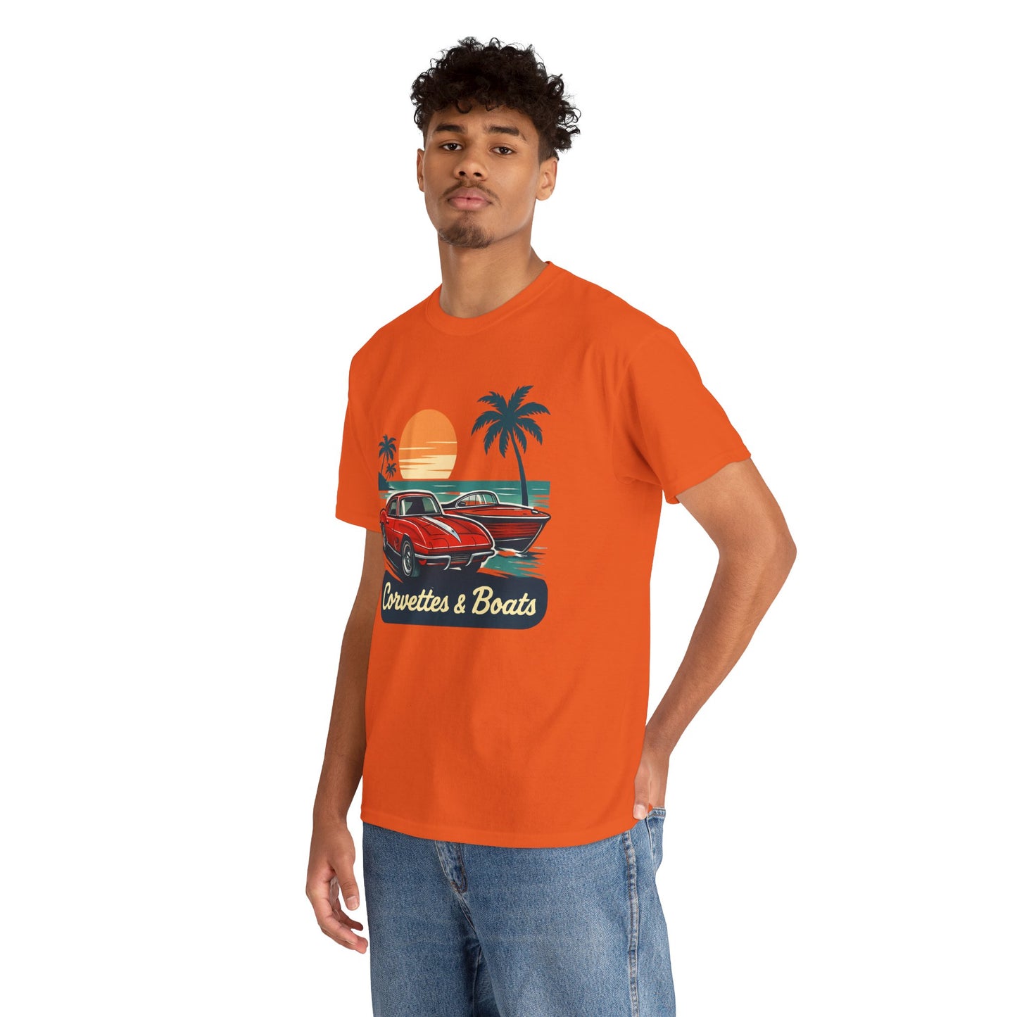 Corvettes & Boats Retro Sunset T‑Shirt