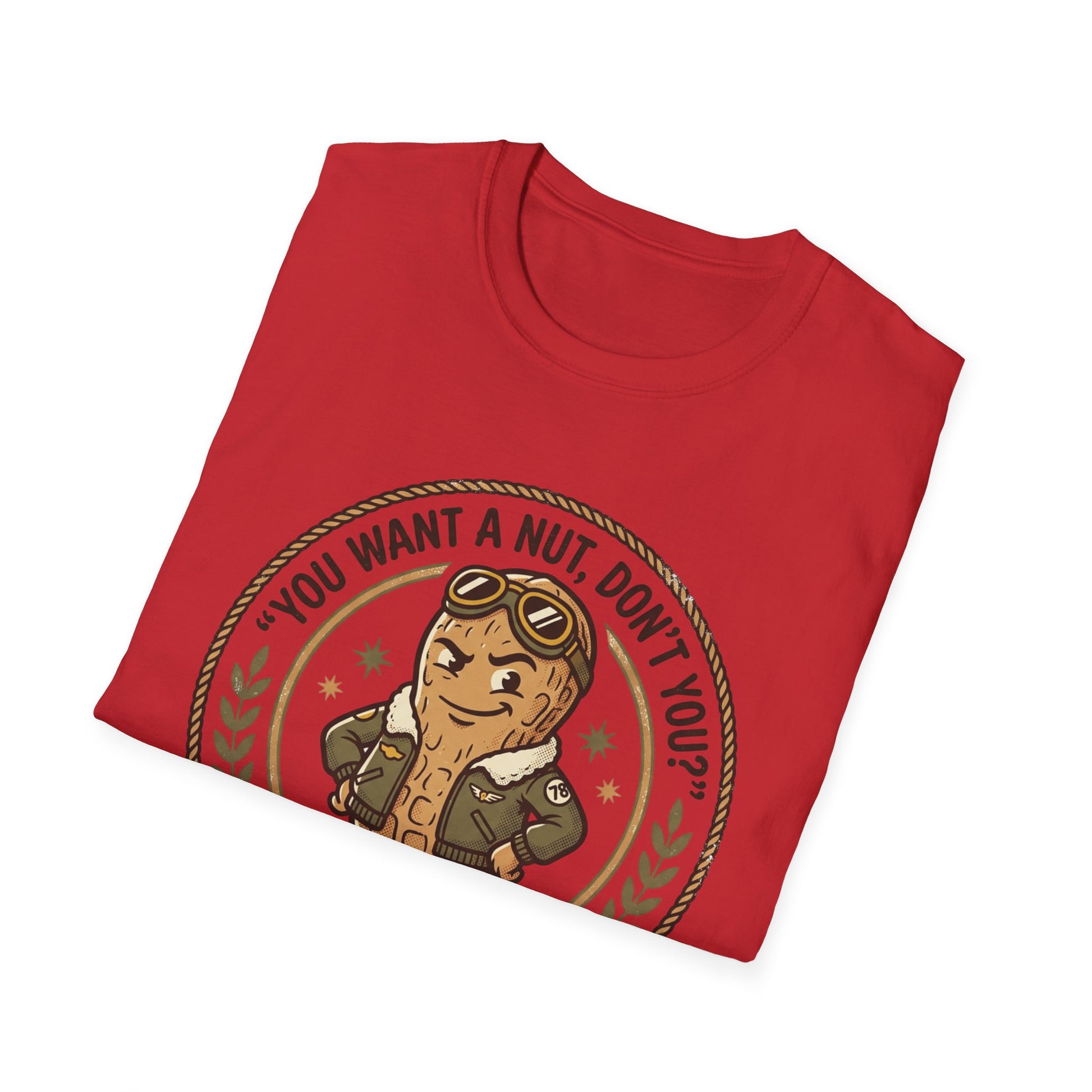 Vintage Mascot Peanut T-Shirt — "You Want a Nut, Don't You?" Retro Graphic Tee Printify