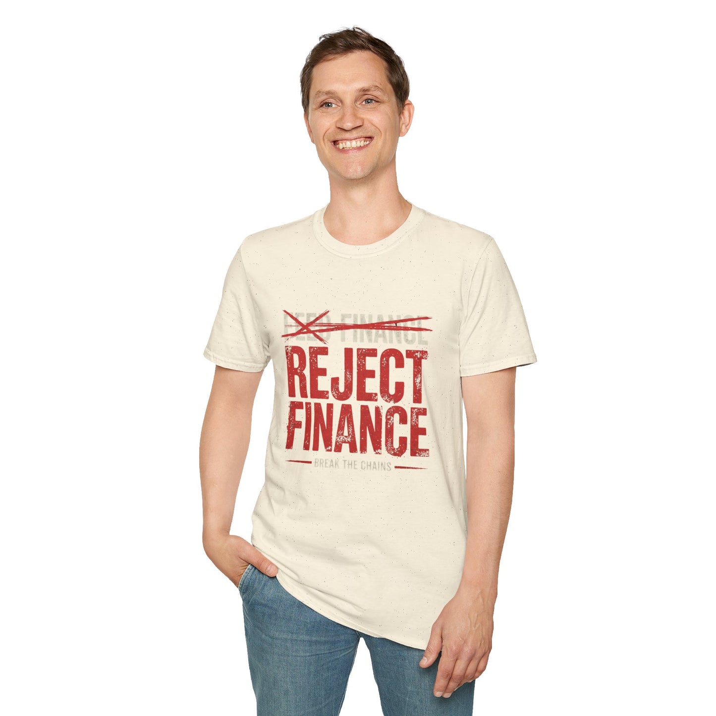 Reject Finance T-Shirt — Bold Red Protest Graphic Tee