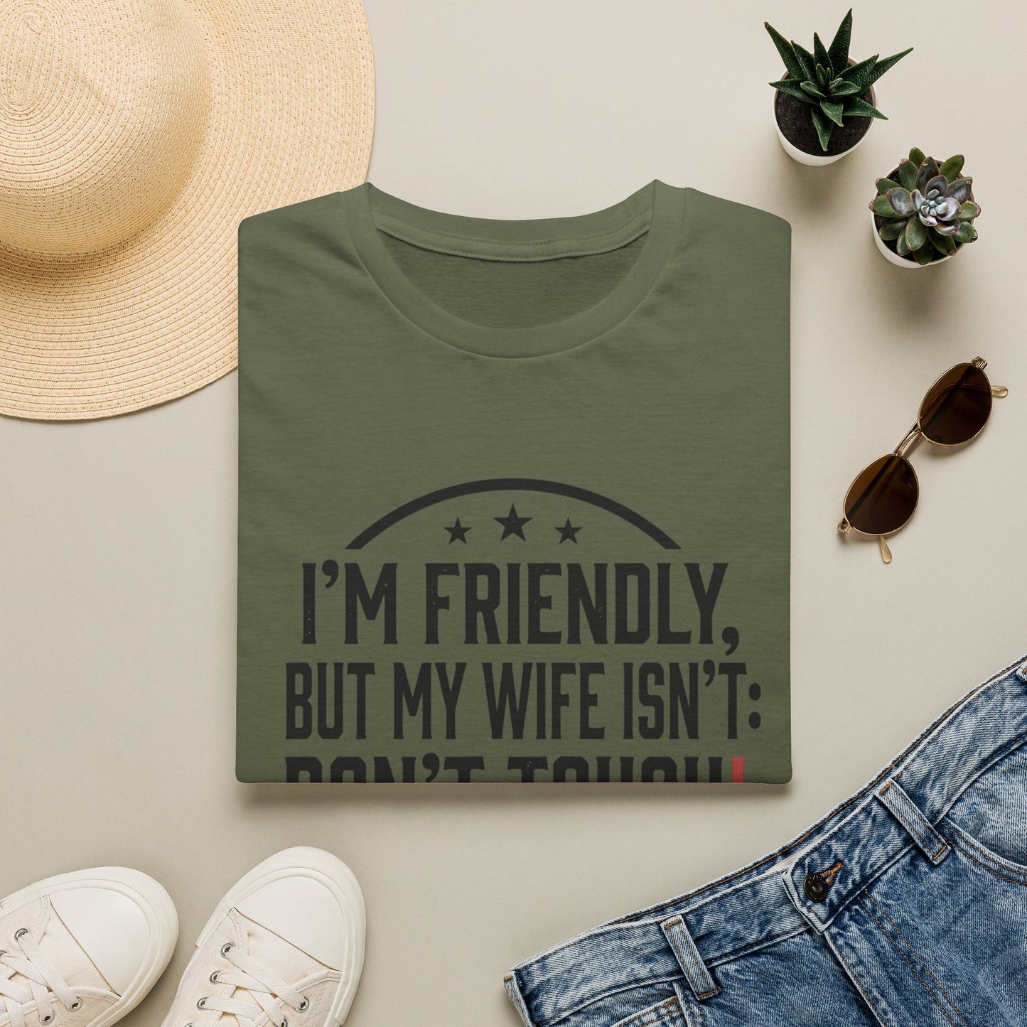 I'm Friendly But My Wife Isn't T-Shirt – Funny Couples Protection Tee