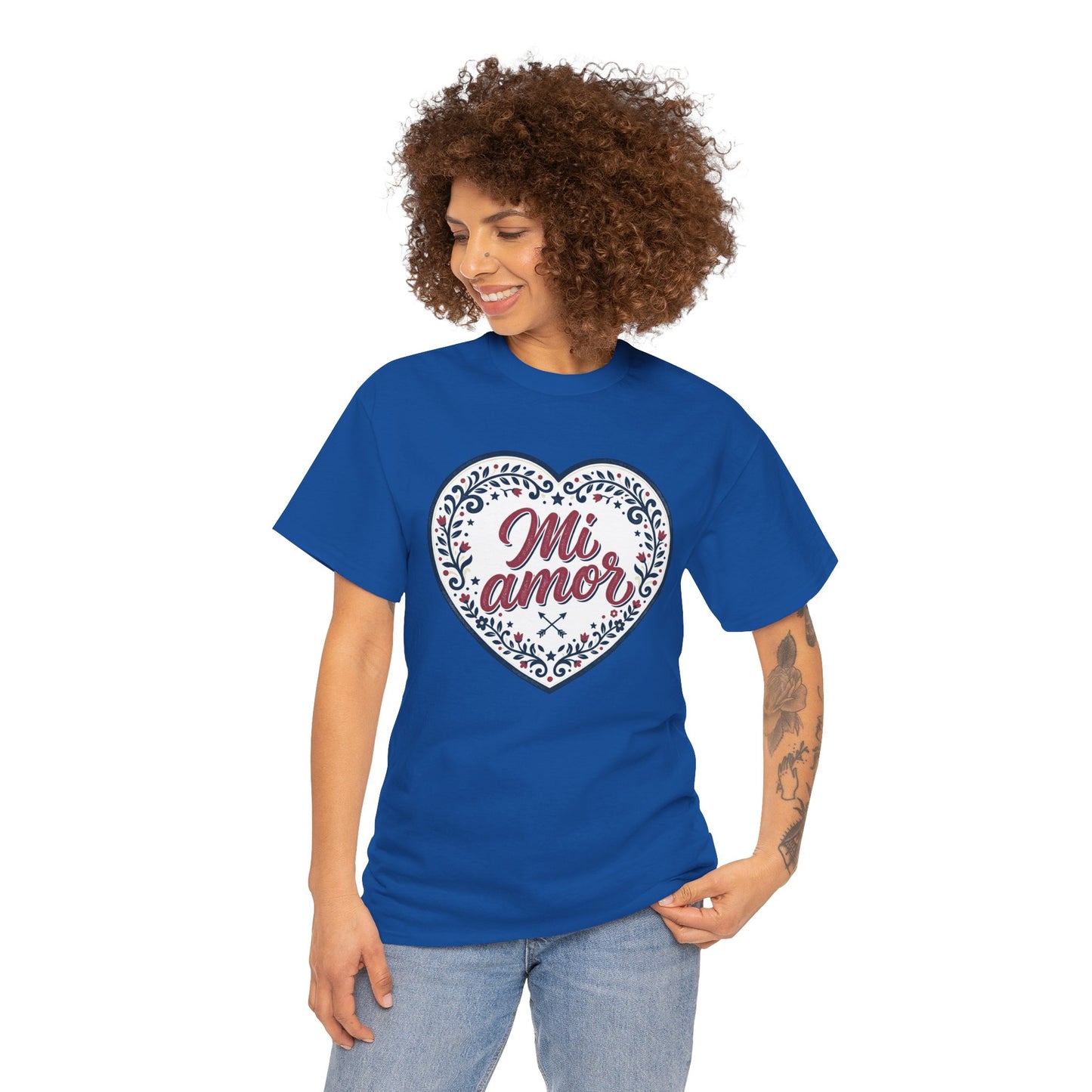 Mi Amor Heart T-Shirt — Romantic Floral Graphic Tee for Valentine’s Day