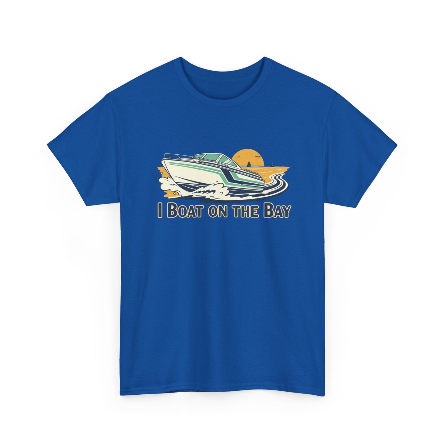 Boat on the Bay T-Shirt — Retro Motorboat Sunset Tee Printify