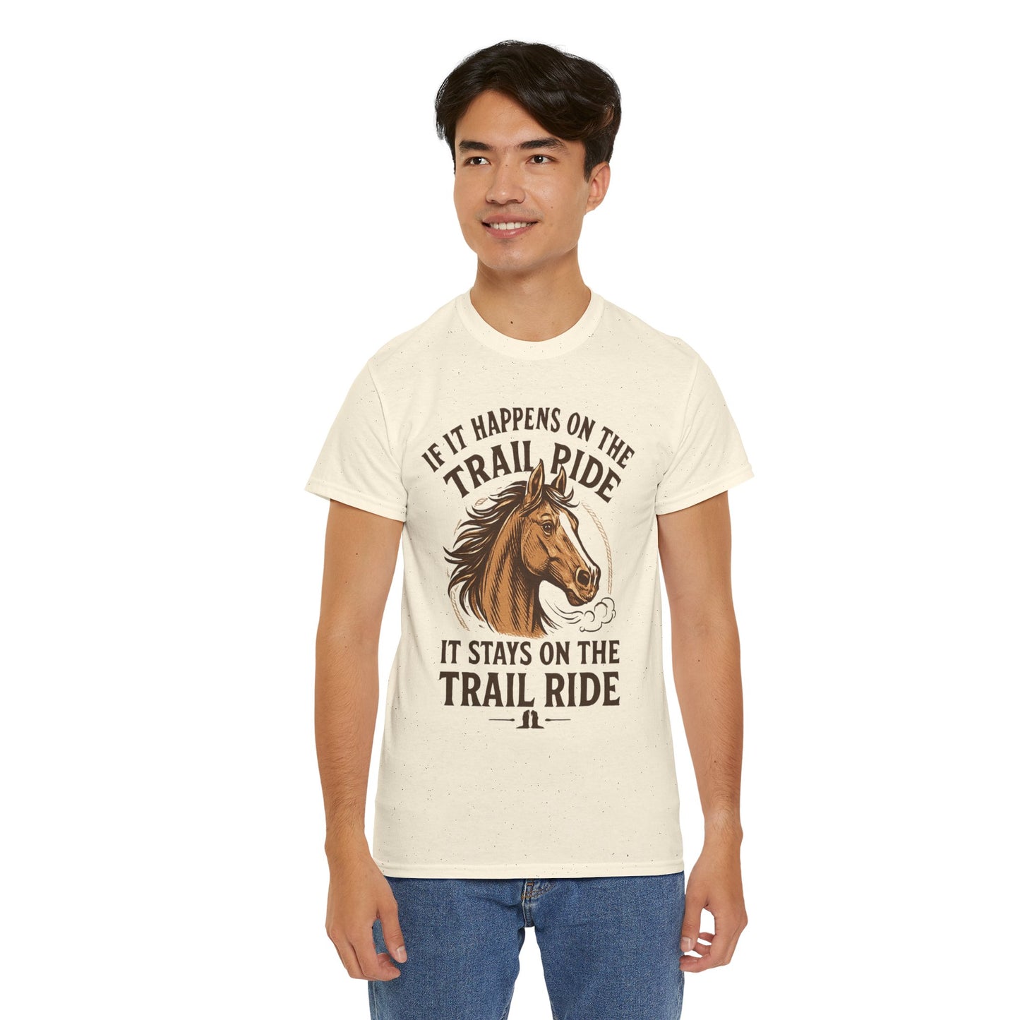 Trail Ride T-Shirt — "If It Happens On The Trail Ride, It Stays On The Trail Ride" Horse Tee