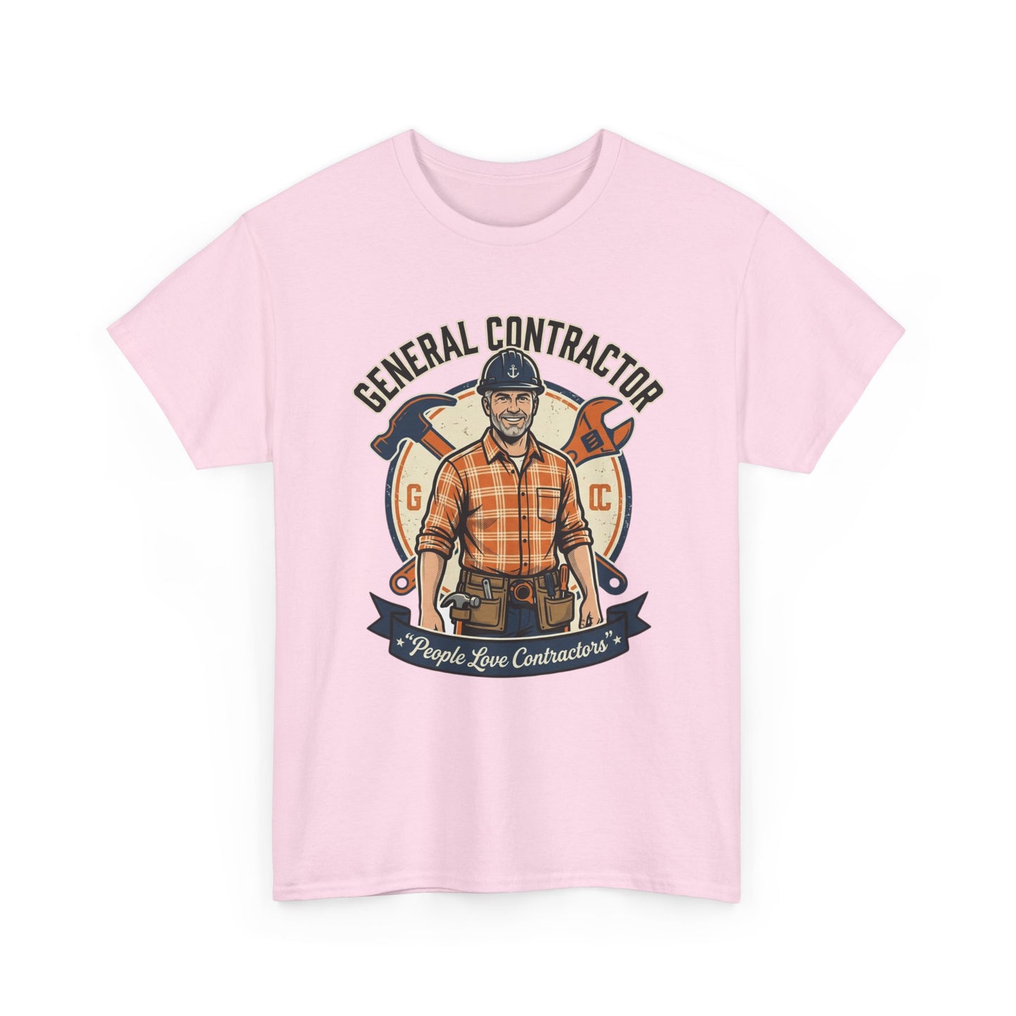 General Contractor T-Shirt — Vintage Construction Worker Logo Tee Printify