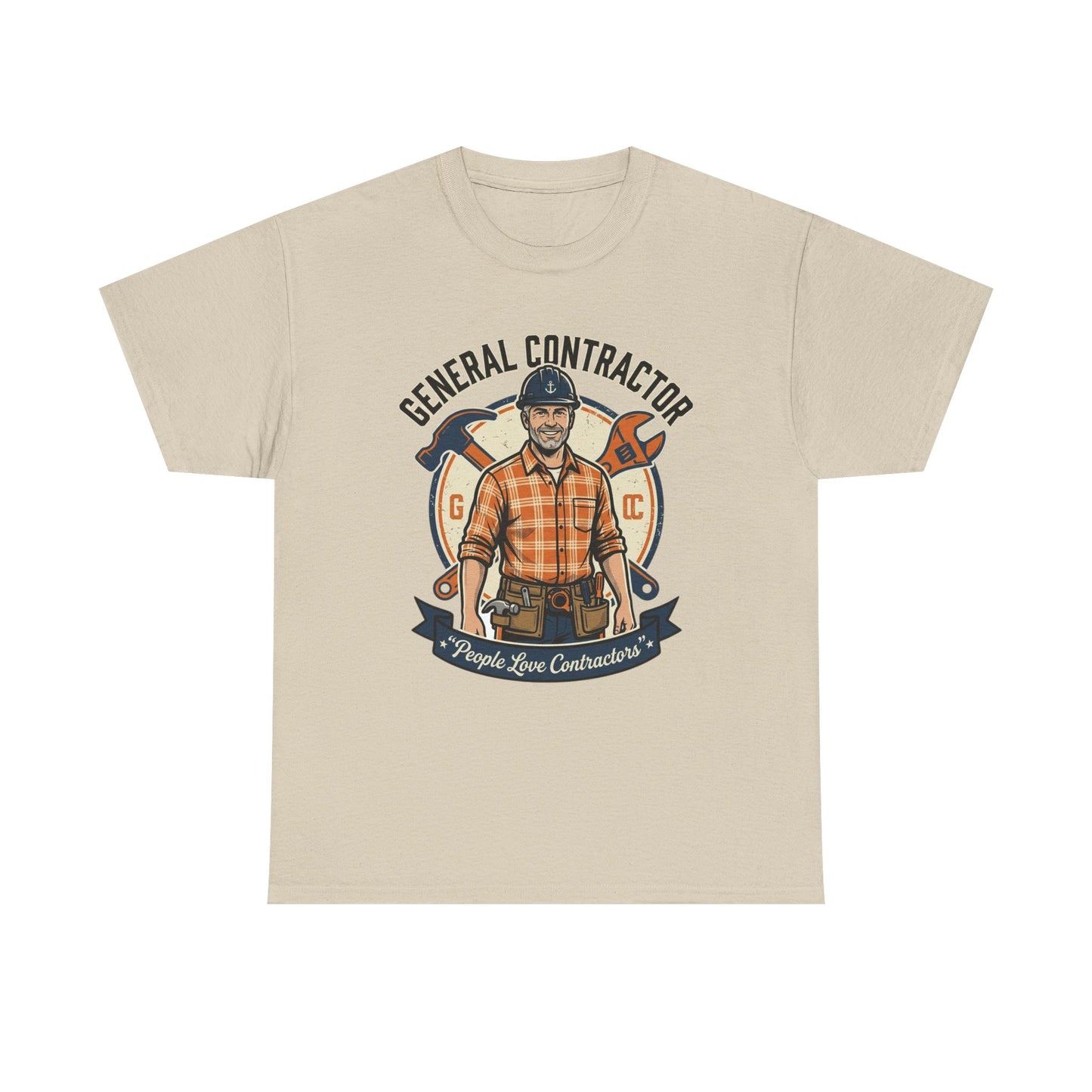 General Contractor T-Shirt — Vintage Construction Worker Logo Tee Printify