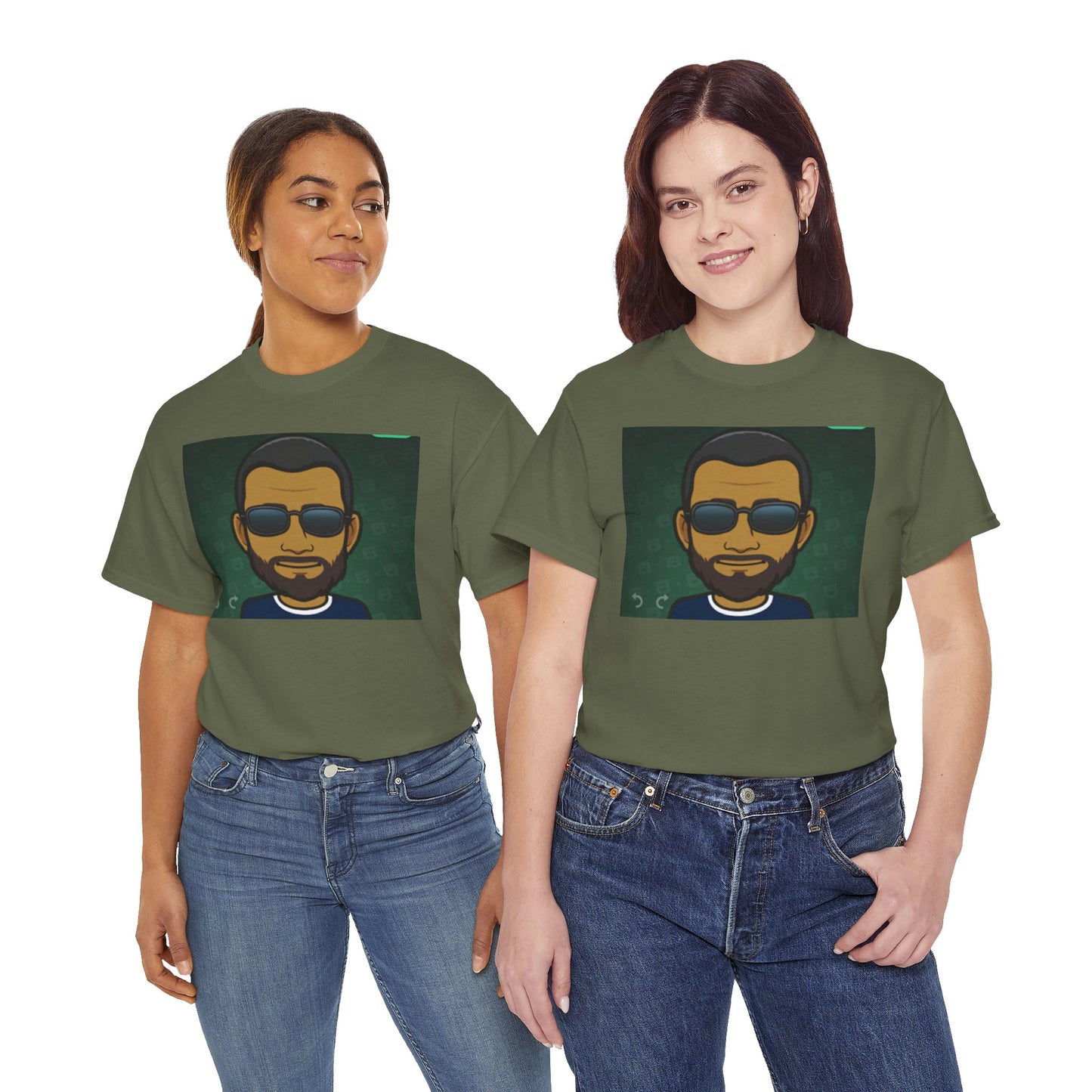 Bitmoji Portrait Tee — Cool Sunglasses Avatar Graphic T-Shirt Printify