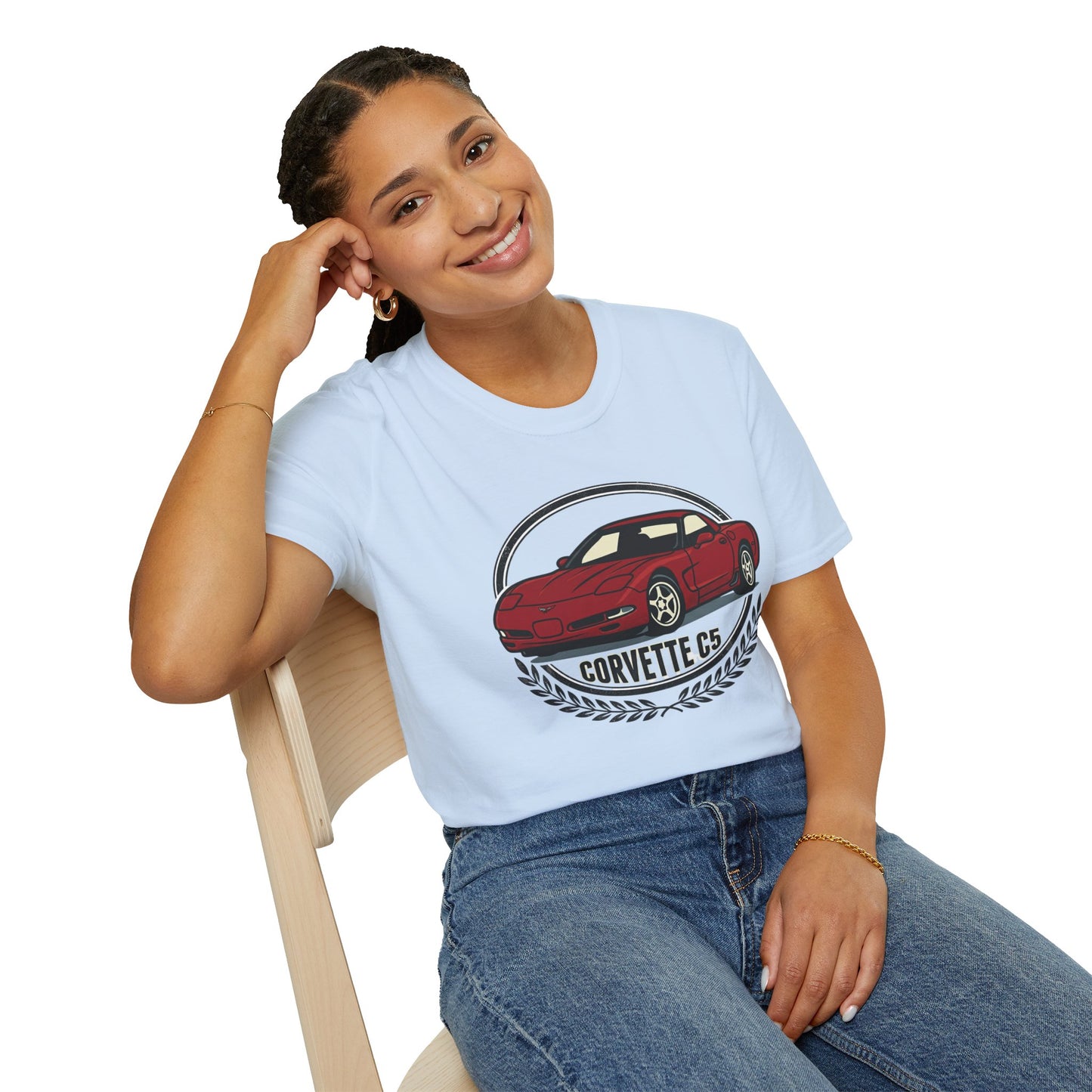 Corvette C5 T-Shirt – Classic Red Sports Car Crewneck for Car Enthusiasts