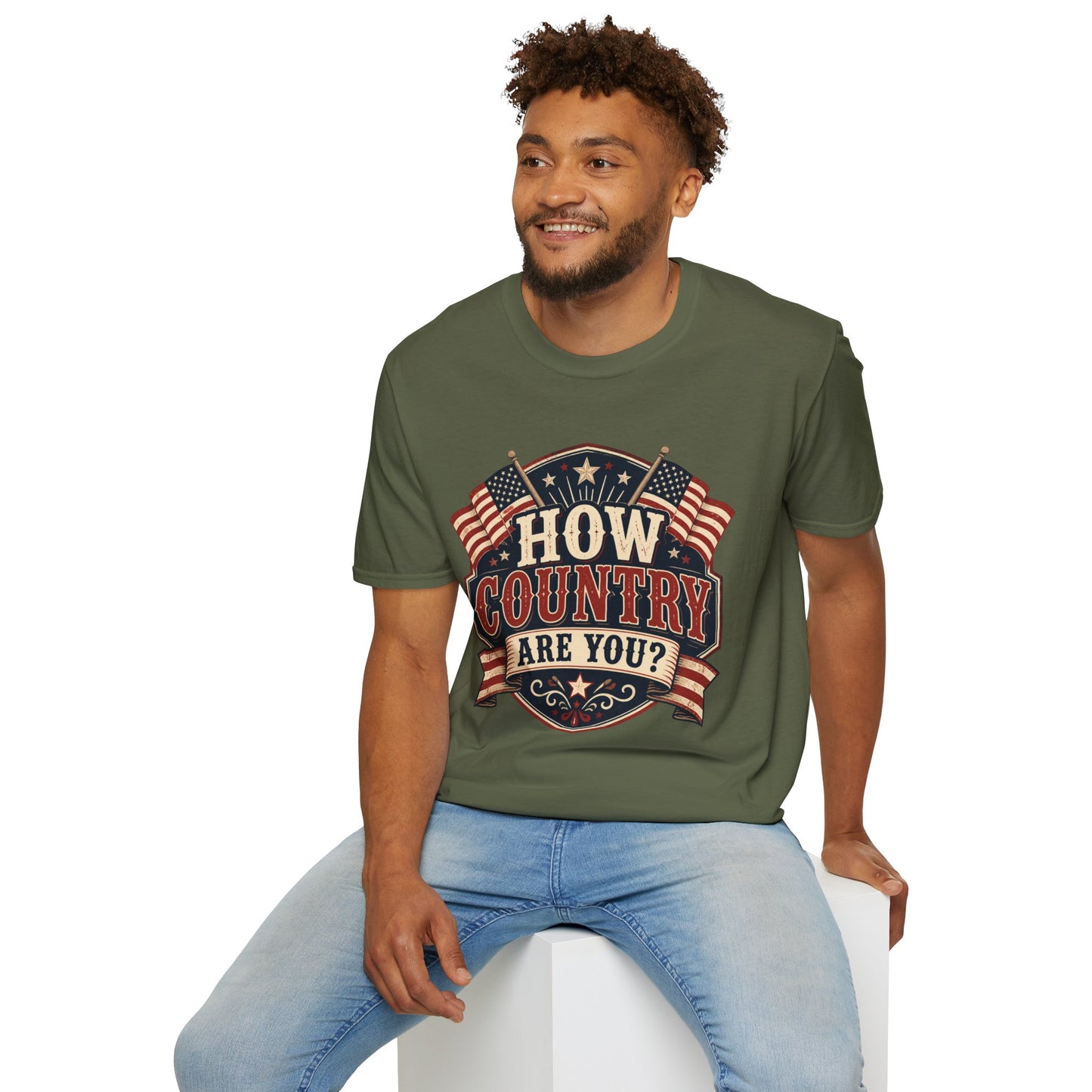 How Country Are You? T-Shirt — Vintage American Flag Country Graphic Tee