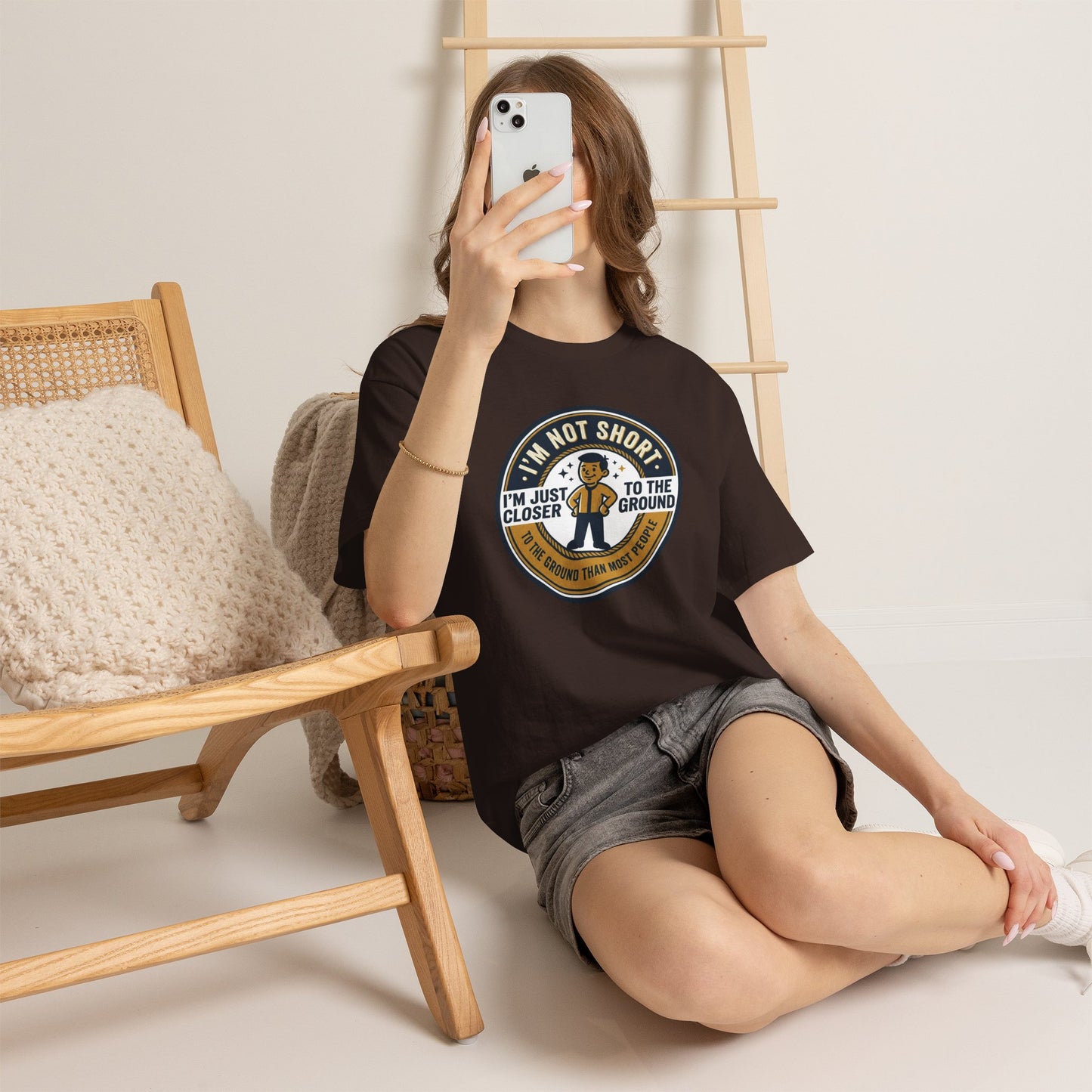 "I'm Not Short, I'm Just Closer to the Ground" Funny Short Height Graphic Tee