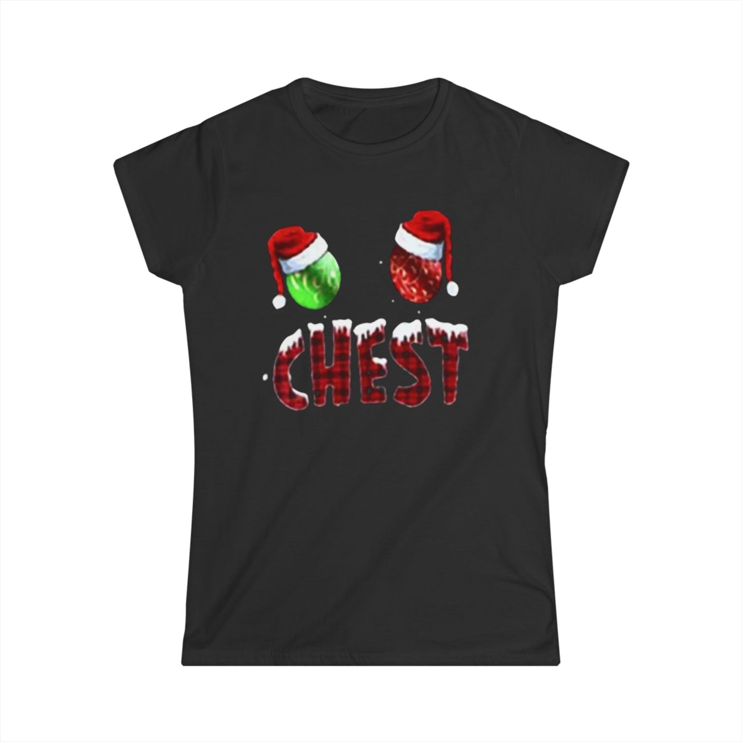 Chest Christmas Tee — Festive Ornaments & Santa Hats Holiday Shirt