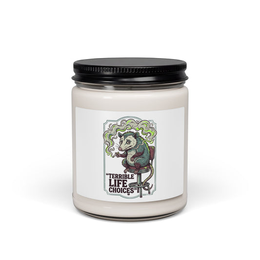 “Terrible Life Choices” Possum Candle | Animal Smoking, Absurdist Alt Soy Candle