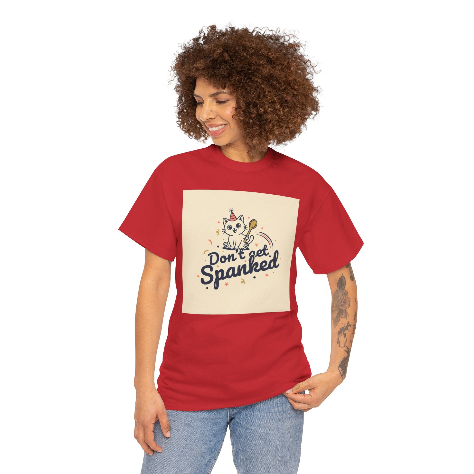 Don’t Get Spanked Cat Tee — Cute Retro Kitten Graphic T-Shirt Printify