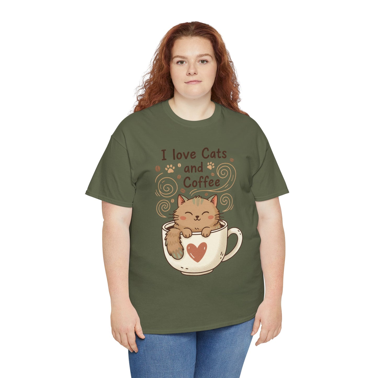 Cat and Coffee T‑Shirt — "I Love Cats and Coffee" Cute Cat in Mug Tee