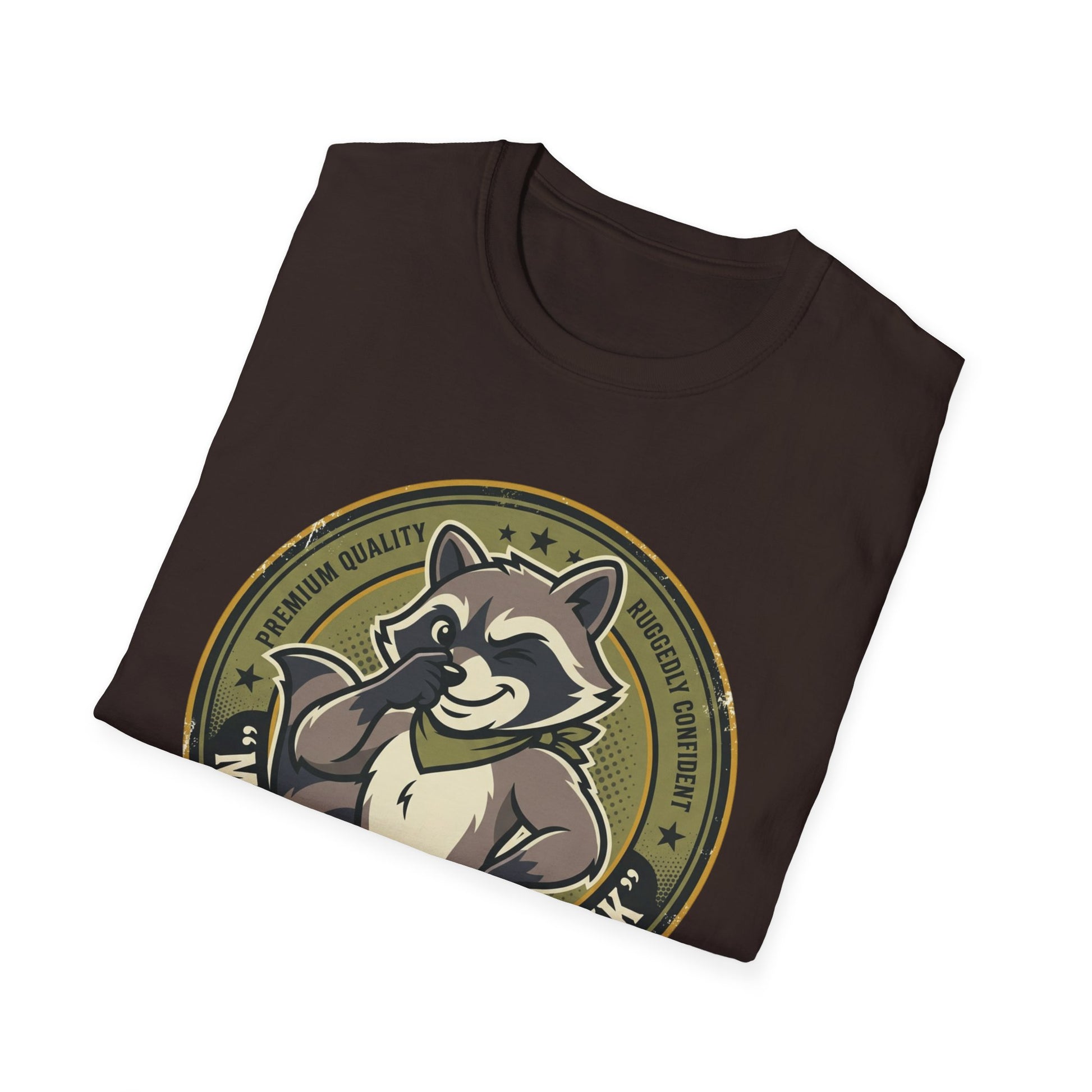 Raccoon Badge T-Shirt — "My Shit Doesn't Stink" Funny Graphic Tee Printify