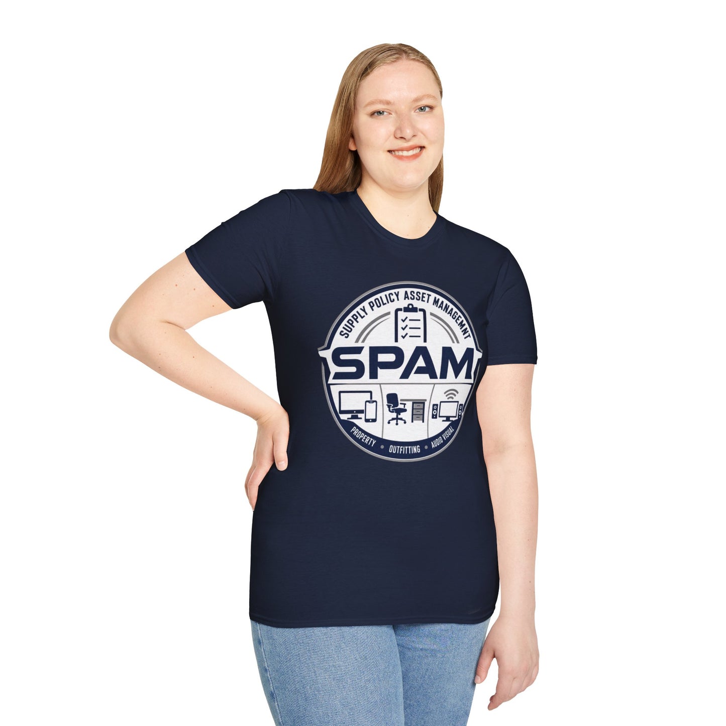 SPAM Supply Policy Asset Management T-Shirt — Logistics/ IT / Admin Graphic Tee