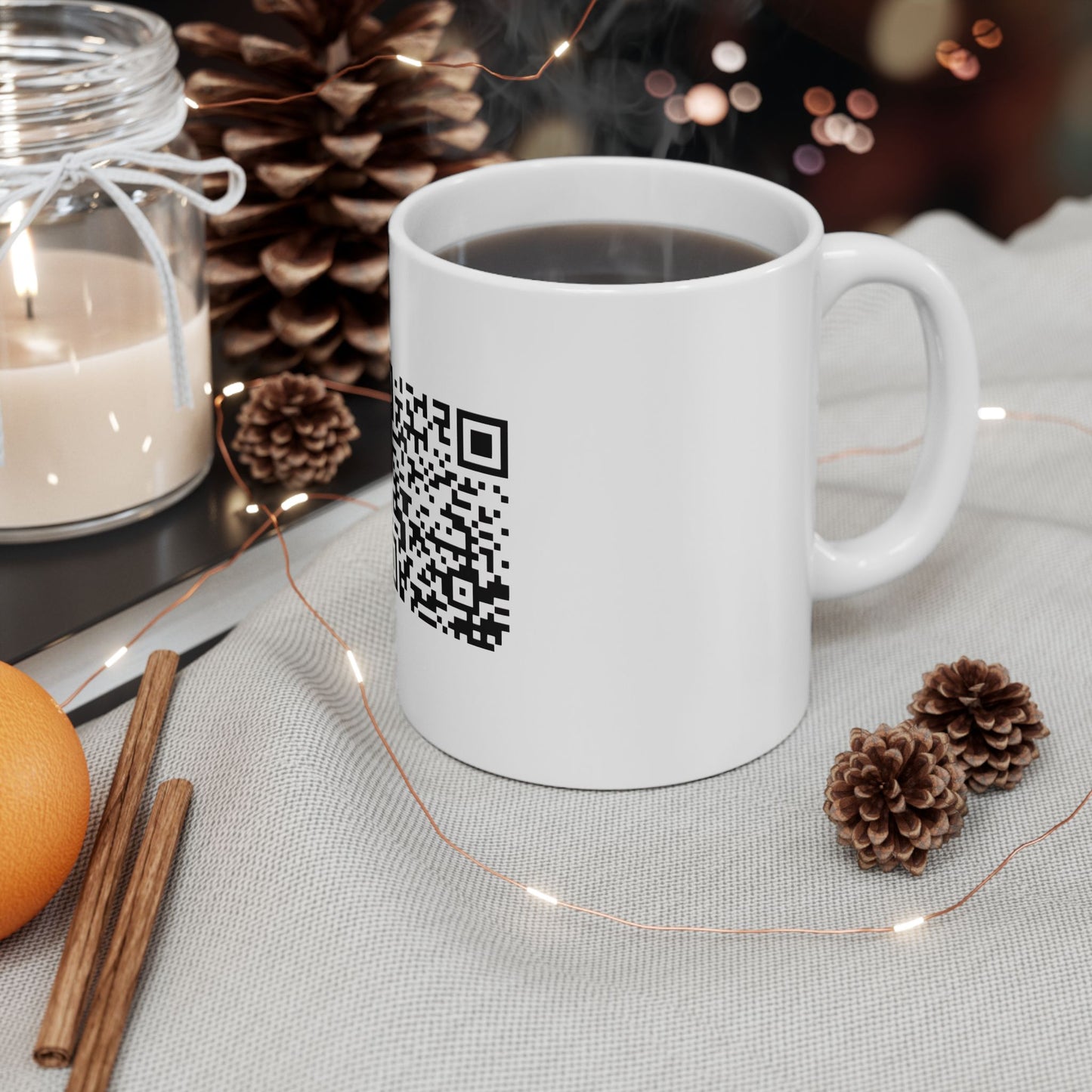 Ceramic Mug — Branded QR Code Business Contact Mug (11oz/15oz) Printify