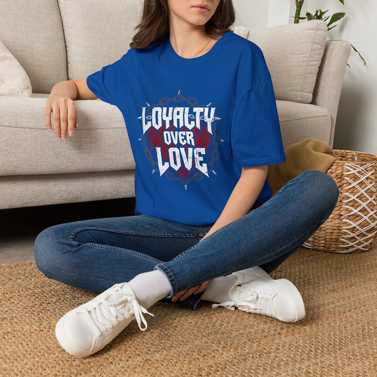 Loyalty Over Love T-Shirt — Edgy Heart & Chain Graphic Tee
