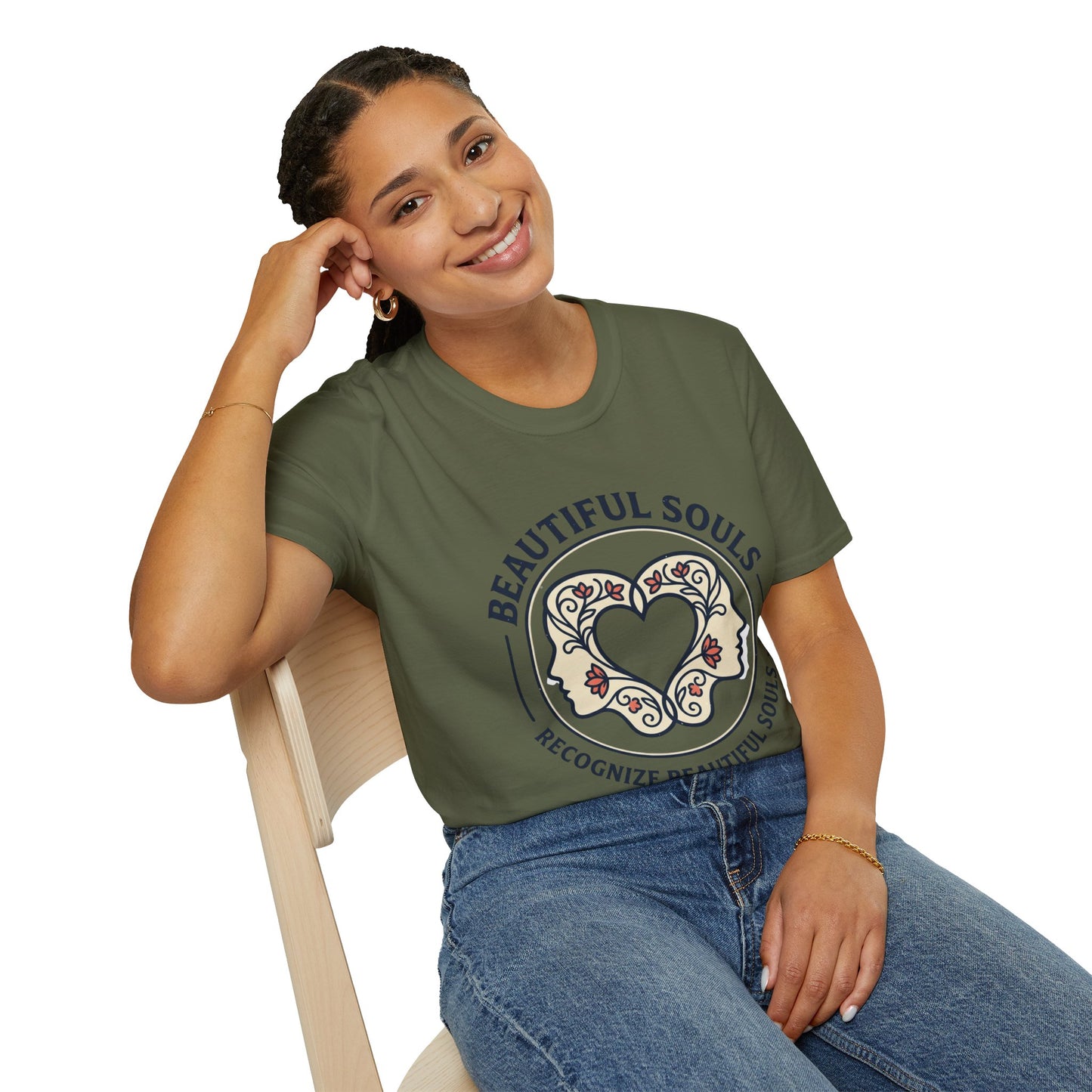 Beautiful Souls Graphic T-Shirt — "Beautiful Souls" Heart Floral Tee